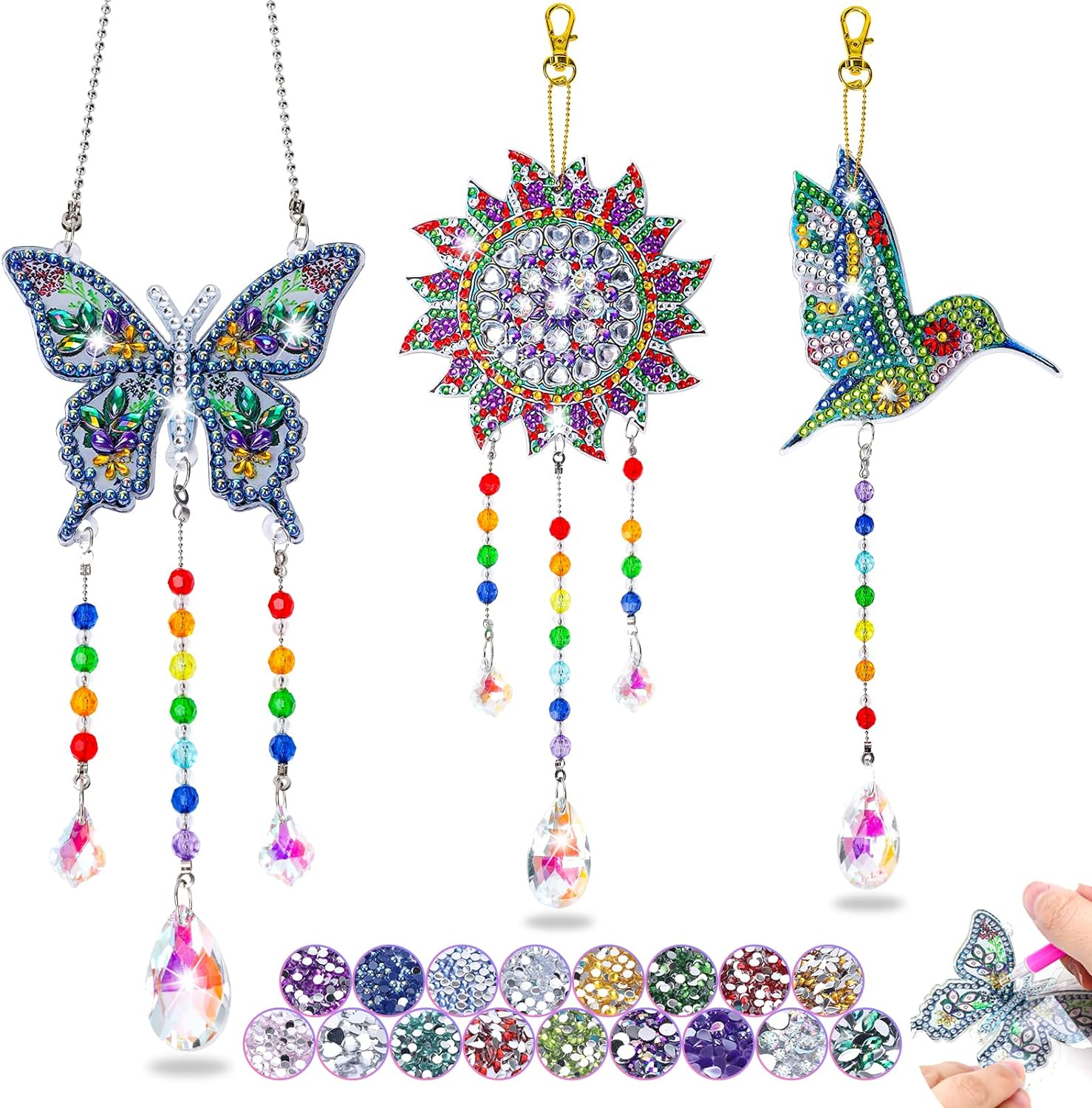 Crafts for Kids Ages 8-12, Birthday Gifts Presents for 6 7 8 9 10 11 Year Old Girls Diamond Painting Kits for Girl Toys Age 5-11 Teen Adults Wind Chimes Crystal Window Suncatcher for Home Garden Decor image number 6