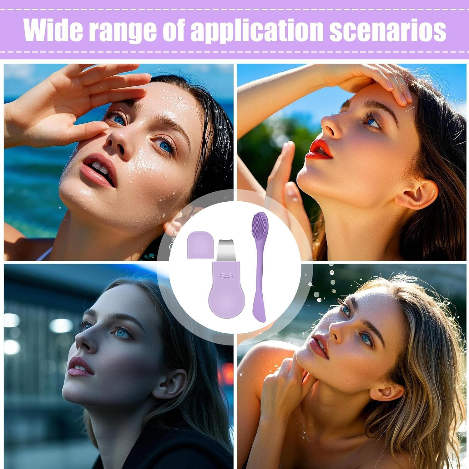 Face Scraper Tool,Pimple Scraper Tool | Facial Whitehead Remover Spatula for Chin Cheek in Morning Night Home Travel Spa Shower Women Men - Purple image number 6