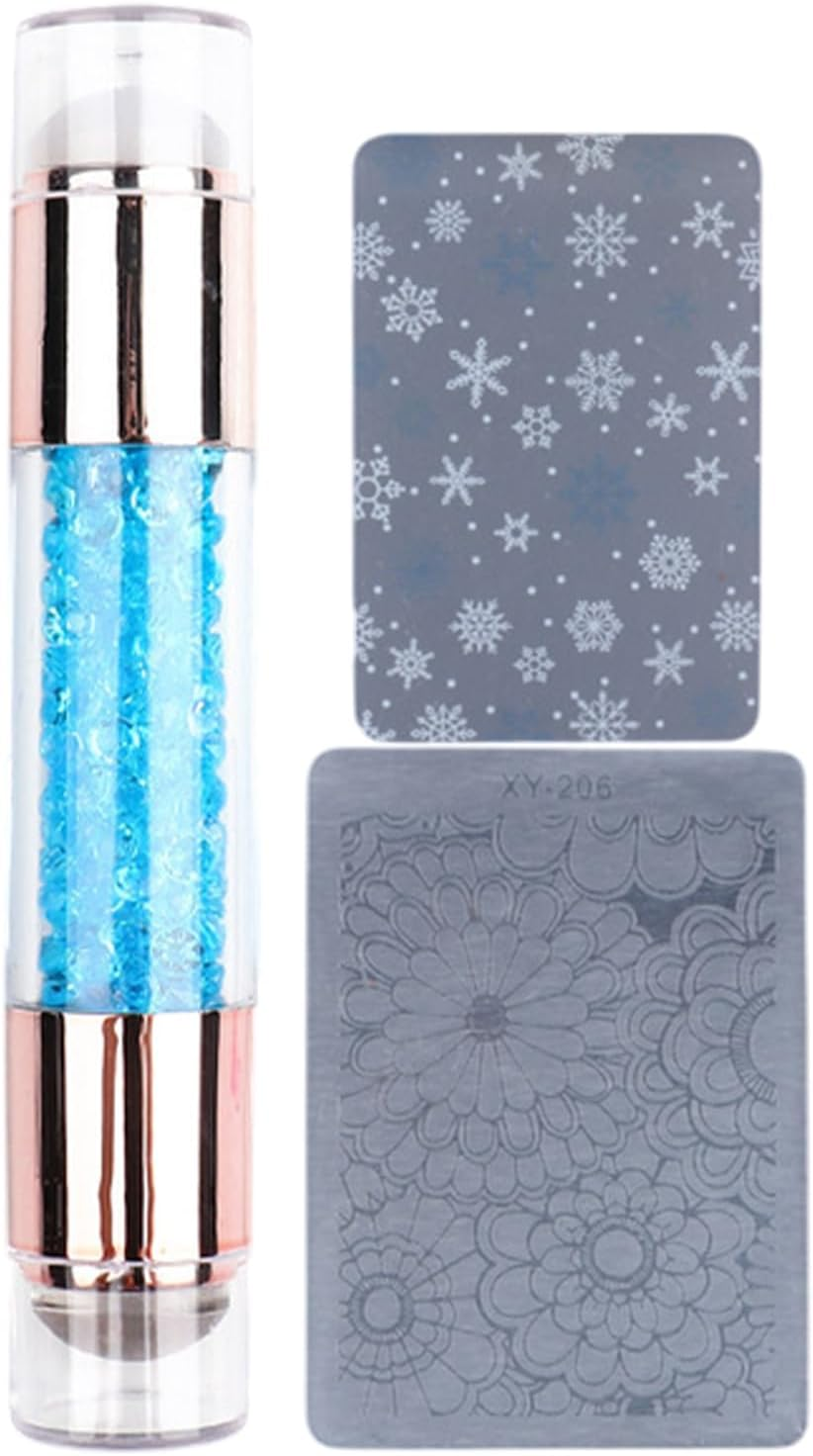GEUGECY Nail Stampers - Stamping Pens | Rhinestone Embellished Double Ended Stamping Pens Tool for Manicure Home Practice Nail Salon