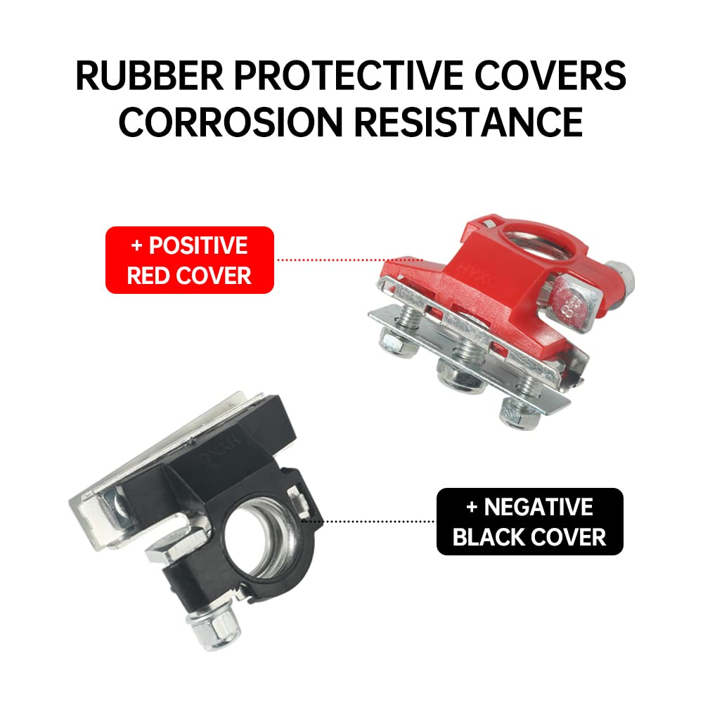 2 Pack 12V Automotive Top Post Battery Wire Cable Terminals Clamp Connectors Kit, Car 3 Way Battery Terminals, Positive and Negative, Applicable in Car, Boat, Van and More image number 5