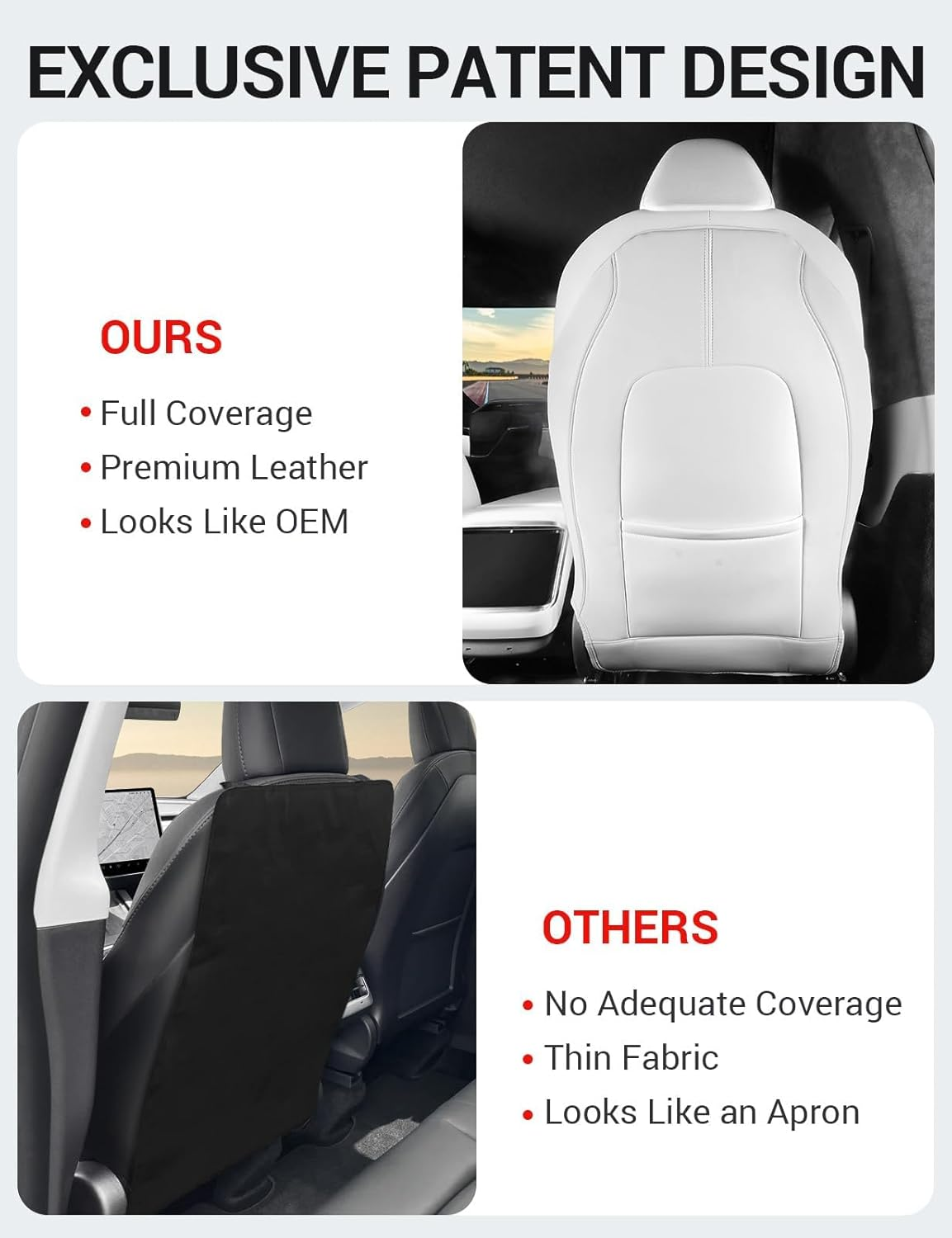 VINBY for Model 3 Y Leather Seat Back Protector Mats(Set of 2),Kick Protector Backseat Mats for Kids,Protect from Mud, Stains, Scratchessuitable for Model Y 3 Assesories (White) image number 6