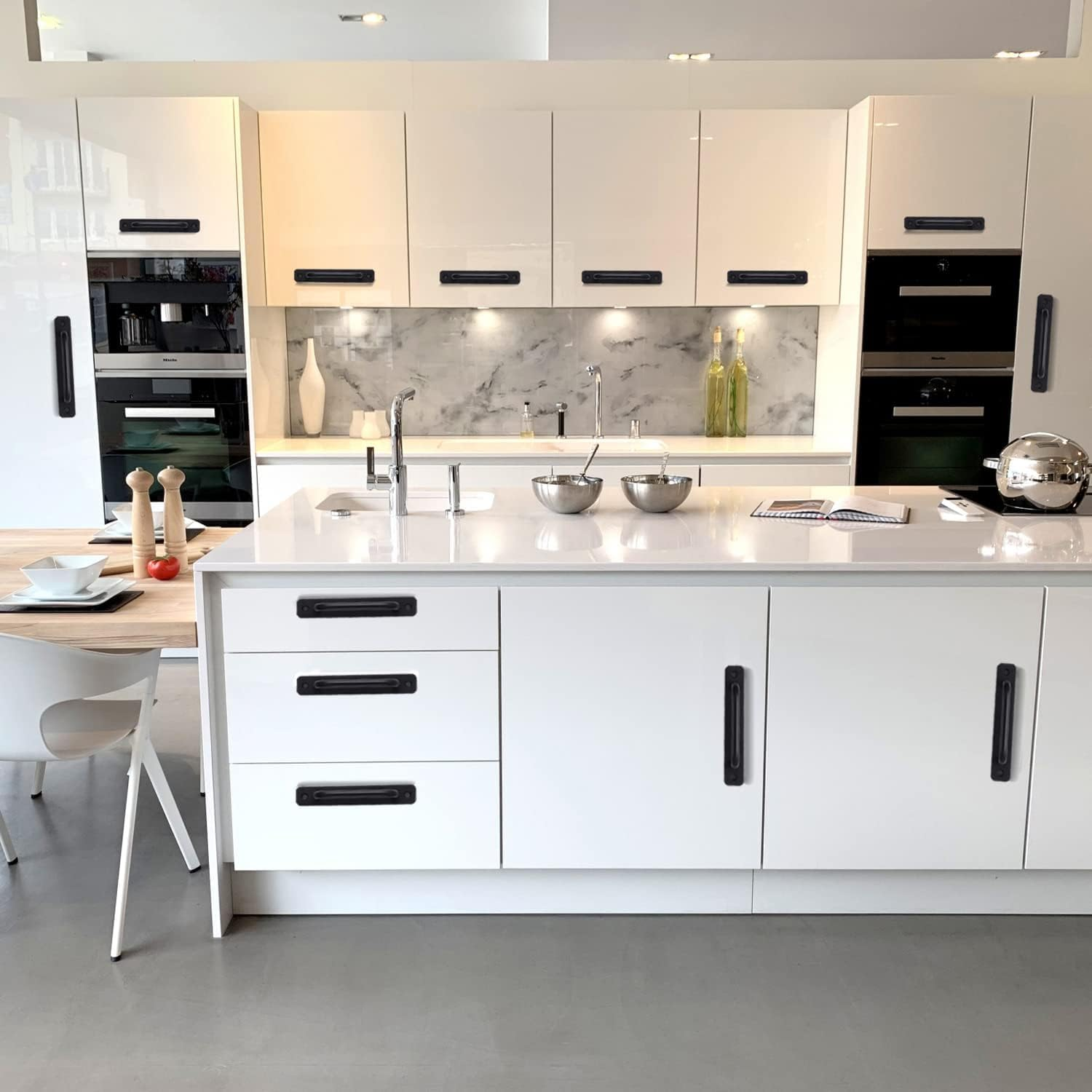 Westablize 12 Pack 5 Inch 128 Mm Matte Black Cabinet Handles Aluminum Drawer Pulls Sliding Door Pulls image number 2