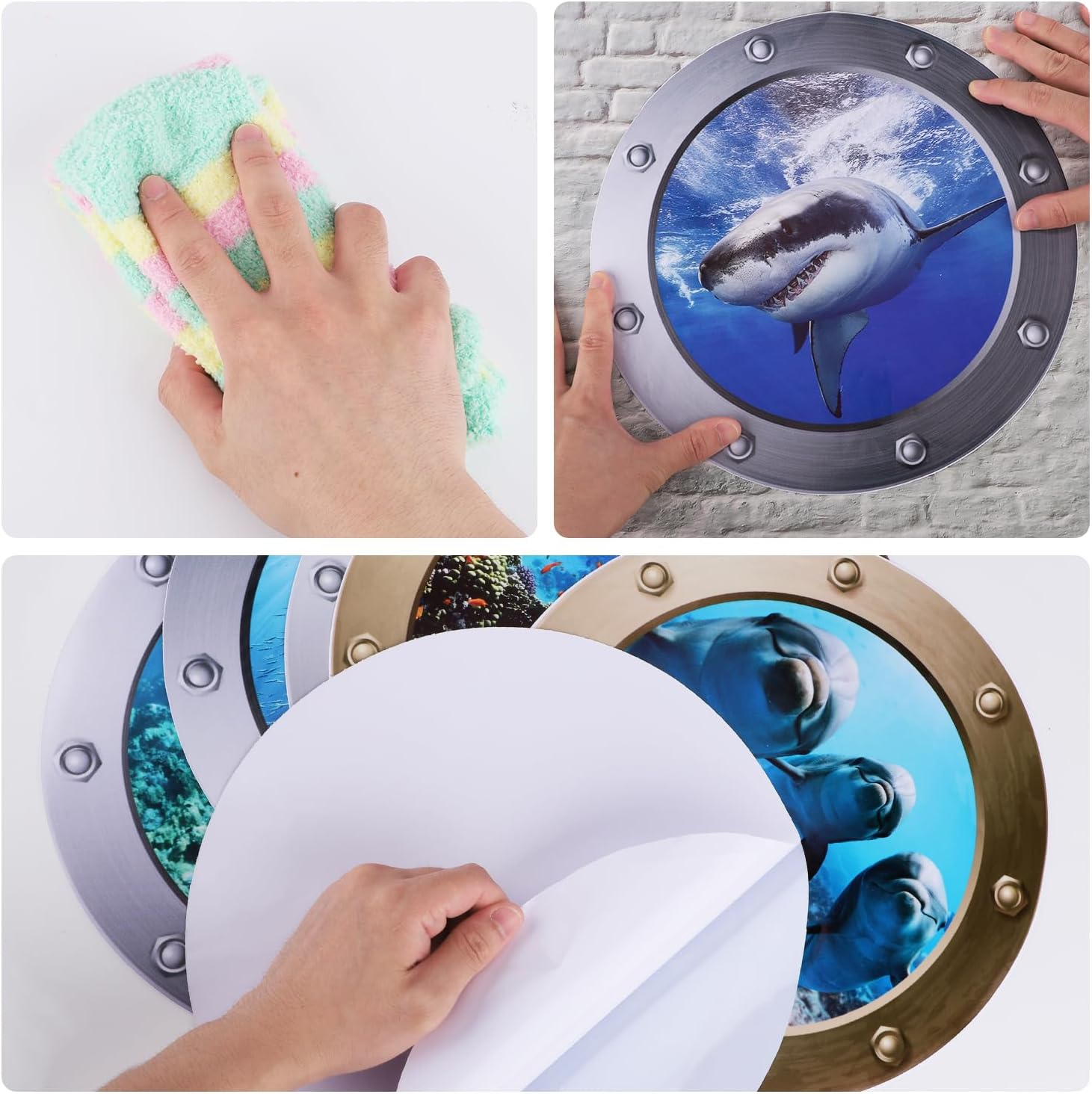6Pcs Ocean World Wall Stickers, 12 Inch Removable Ocean World Animals Decals for Kids Vinyl 3D Sea Wall Stickers for Bedroom Bathroom Furniture Party Gifts Decoration image number 4