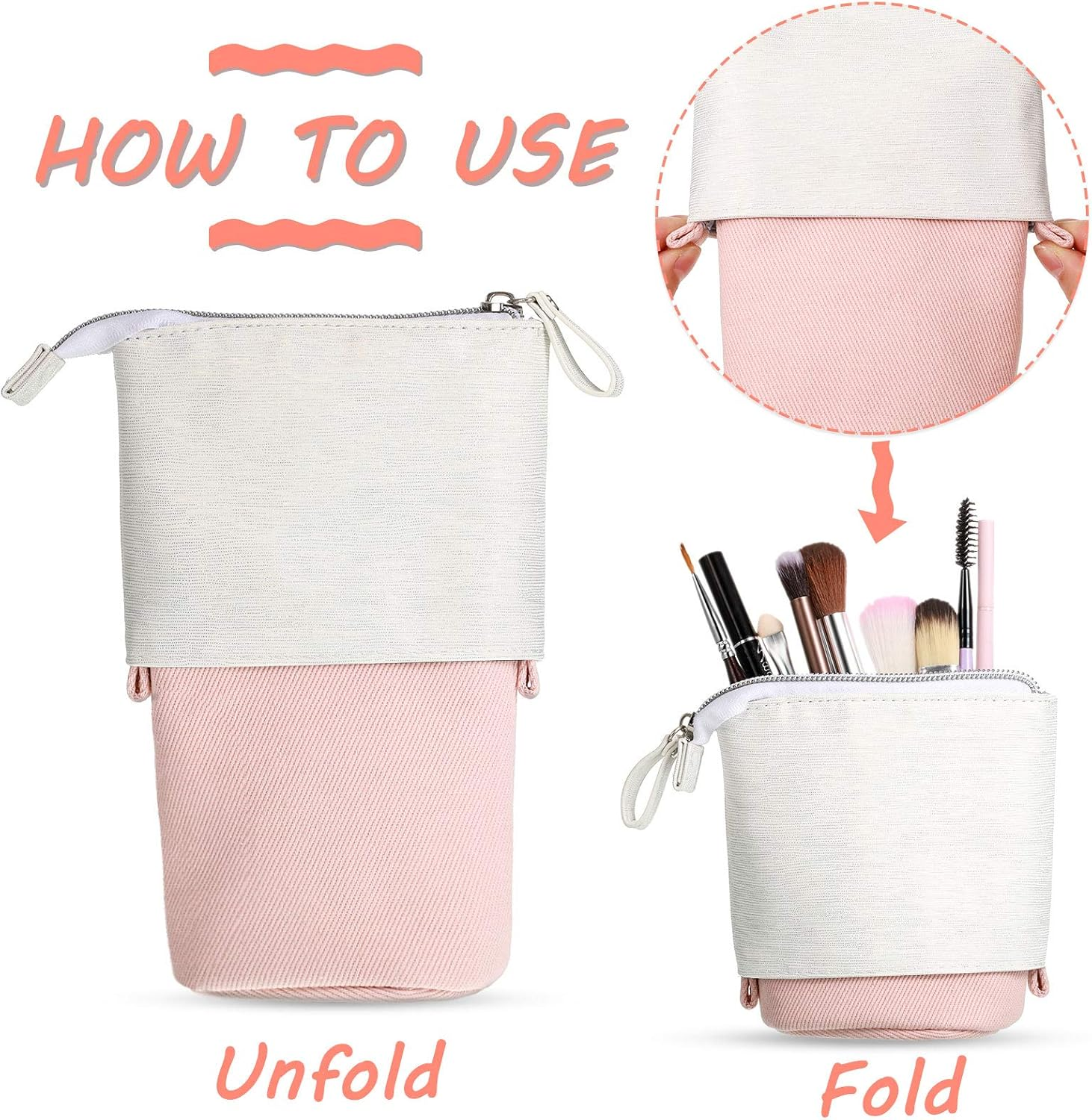 4 Pieces Telescopic Pencil Case with Keychain Telescopic Pen Holder Transformer Stand Store Pencil Pouch Bag Stationery Pencil Case Box Storage Organizer Makeup Bag for School College Office Supplies image number 2