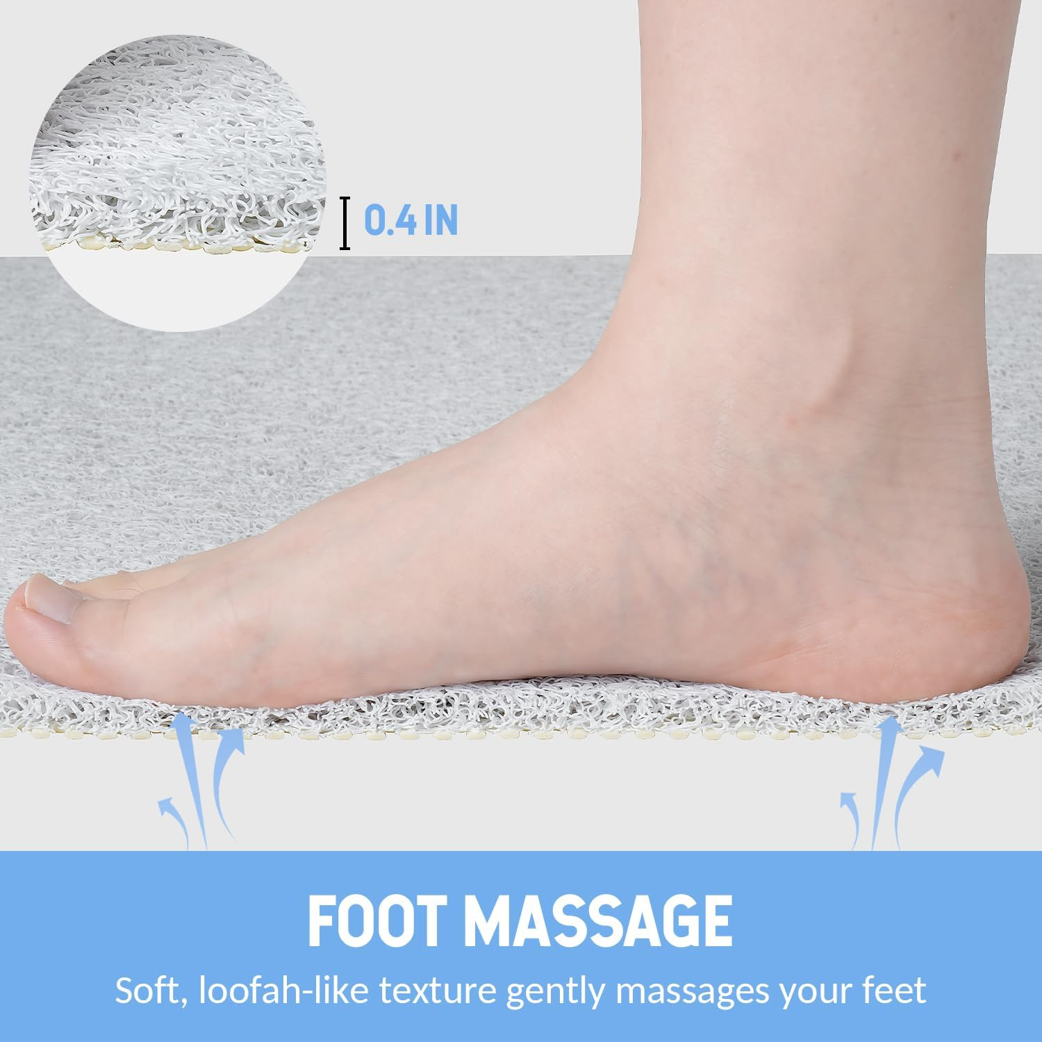 Hargiis Non-Slip Bathtub Mat, anti Slip Shower Mat, Fast Drying Bathtub Mats, Foot Scrubber Mat, anti Slip Mat for Tub, Floor, Bathroom, Kitchen, Home, Hotel (White 16"&times;24")