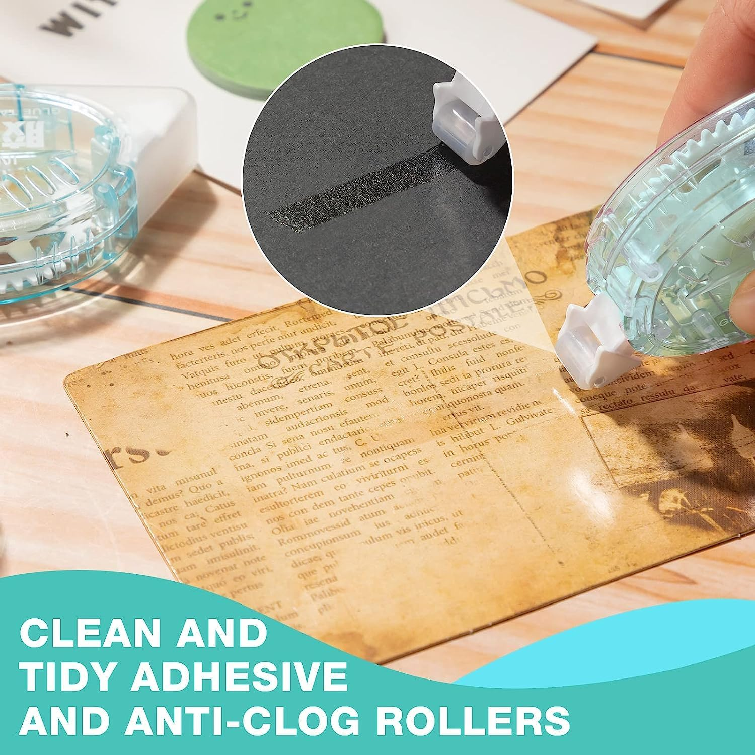 6Pcs Glue Roller Permanent Adhesive Glue Tape Double Sided Dispenser Transparent Runner Tape Pen for DIY Craft Card Marking Scrapbooking Photo Album Journal 10M*8Mm image number 4