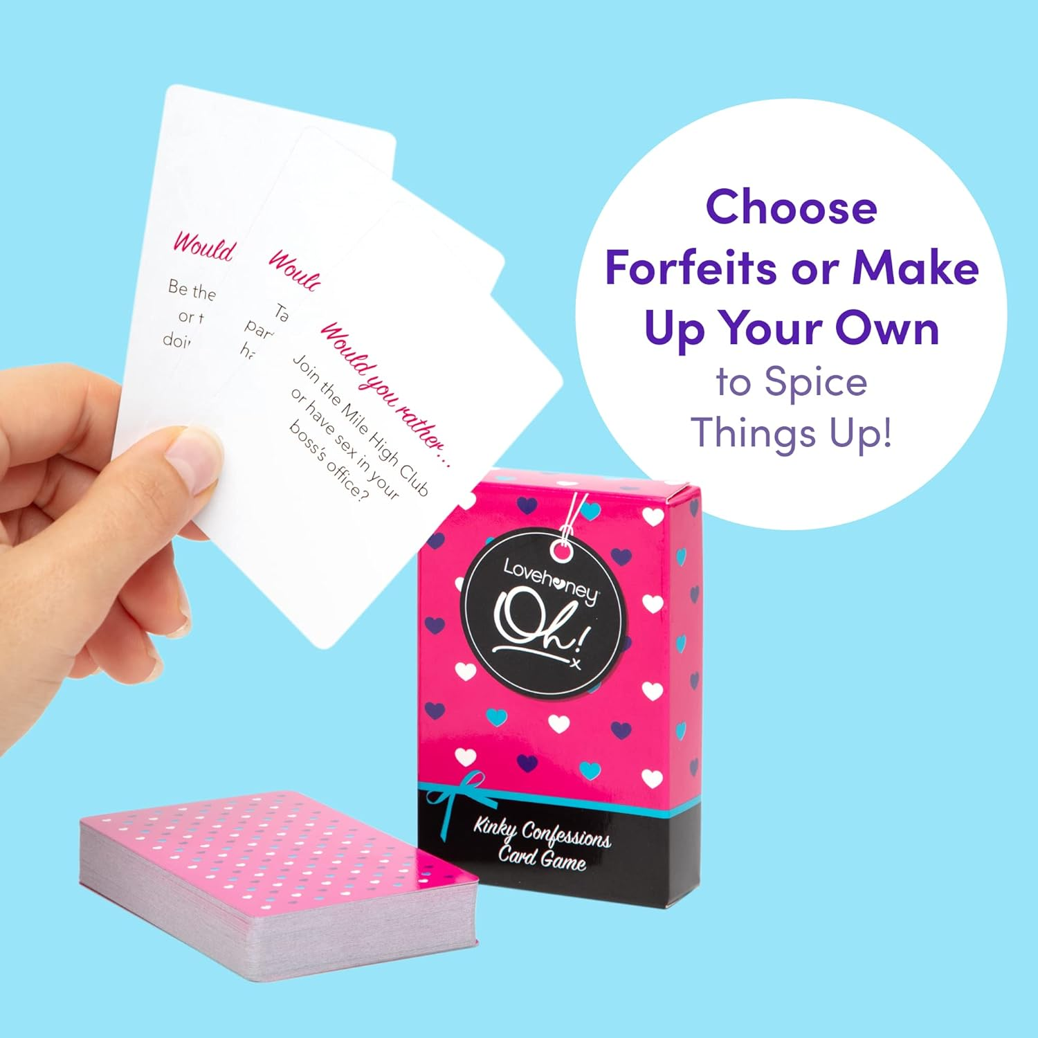 Lovehoney Oh! Kinky Confessions Truth or Dare Adult Card Game for Couples & Friends - Pack of 52 image number 2