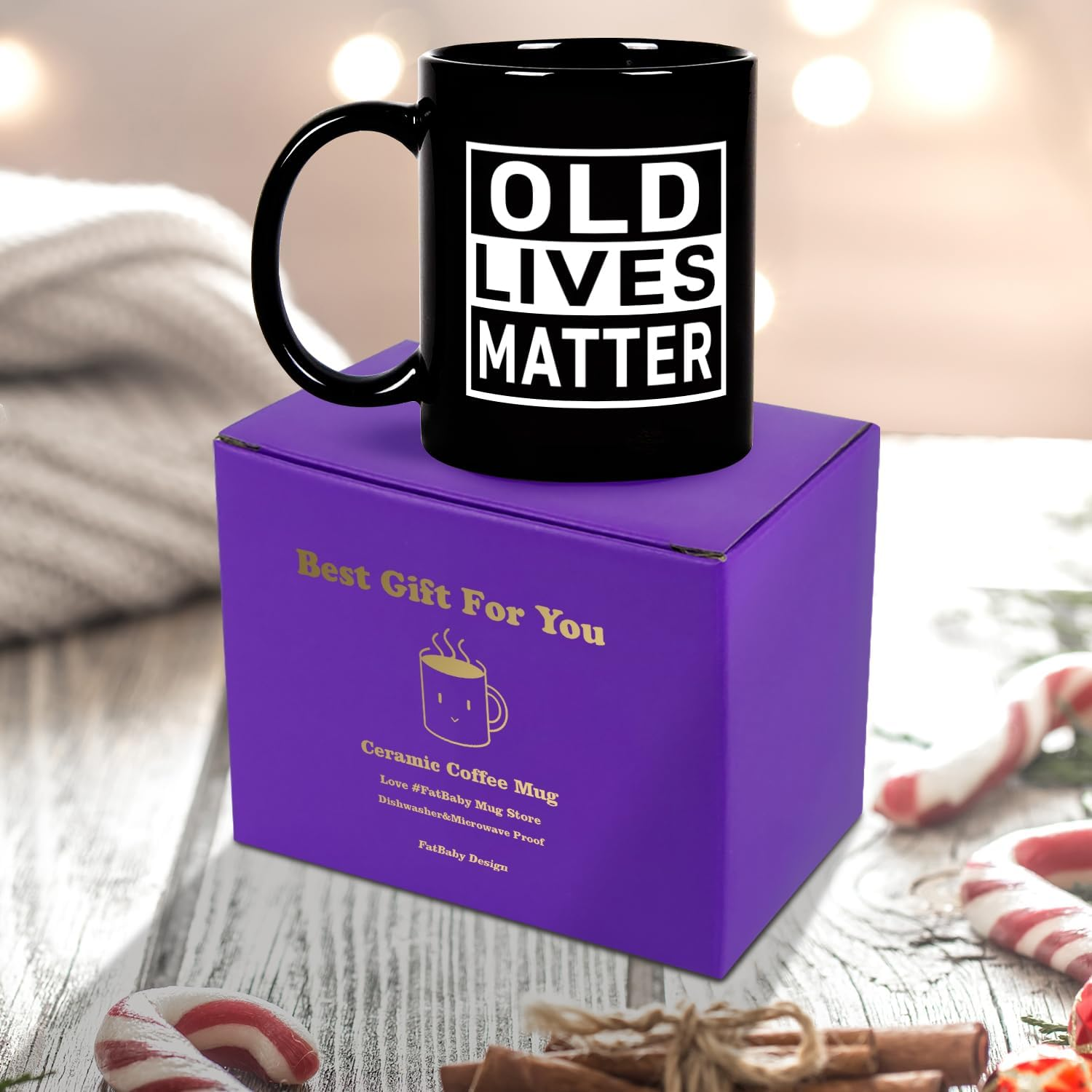 Fatbaby Funny Gifts for Elderly Senior Citizens,Old Lives Matter Coffee Mug,Humorous Gag Gifts for Mom Dad Grandma Grandpa Tea Cup 11OZ image number 5