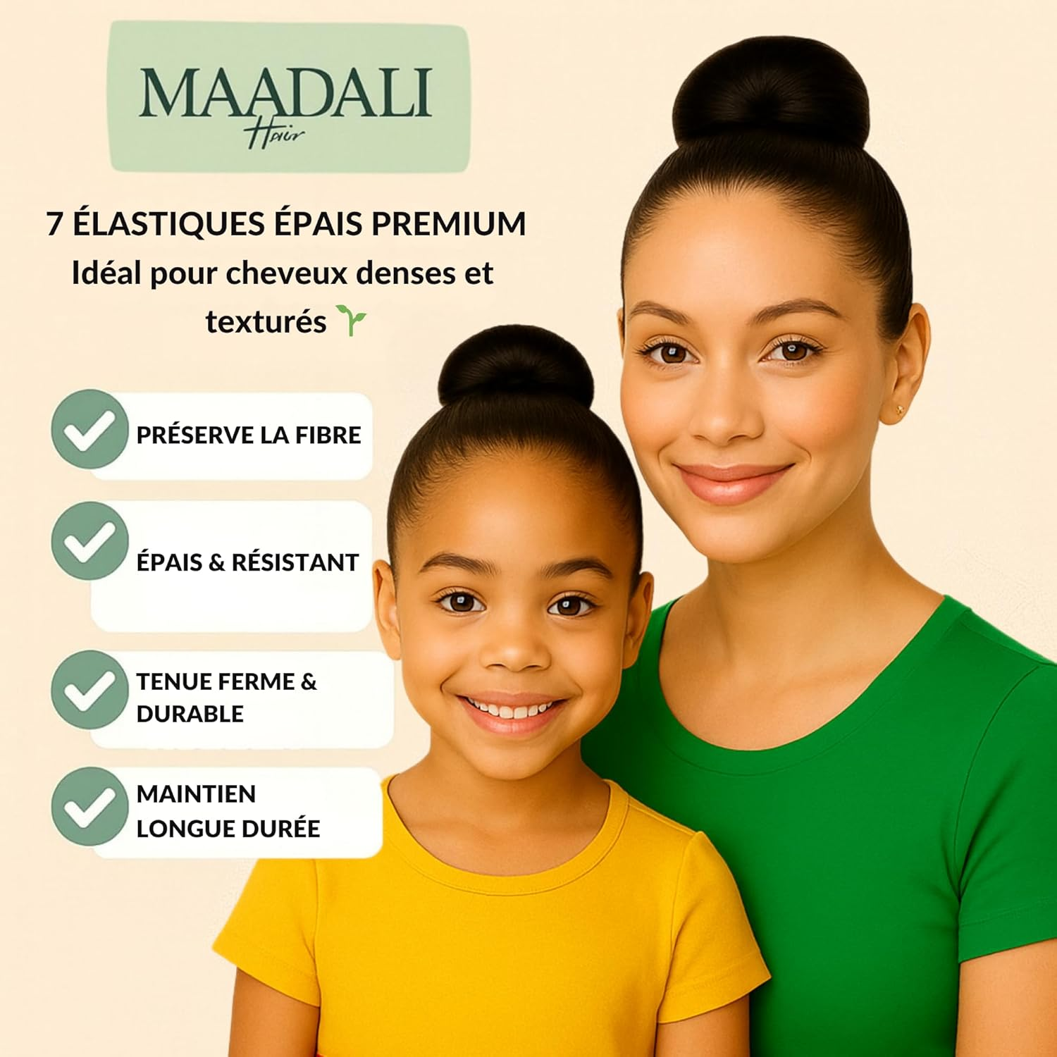 Maadali Hair Bobbles for Thick Hair, Black, Pack of 7, Hair Bobbles for Women, Durable, Soft, for Normal to Thick Hair, No Metal, Perfect Hold and Pain Free image number 6