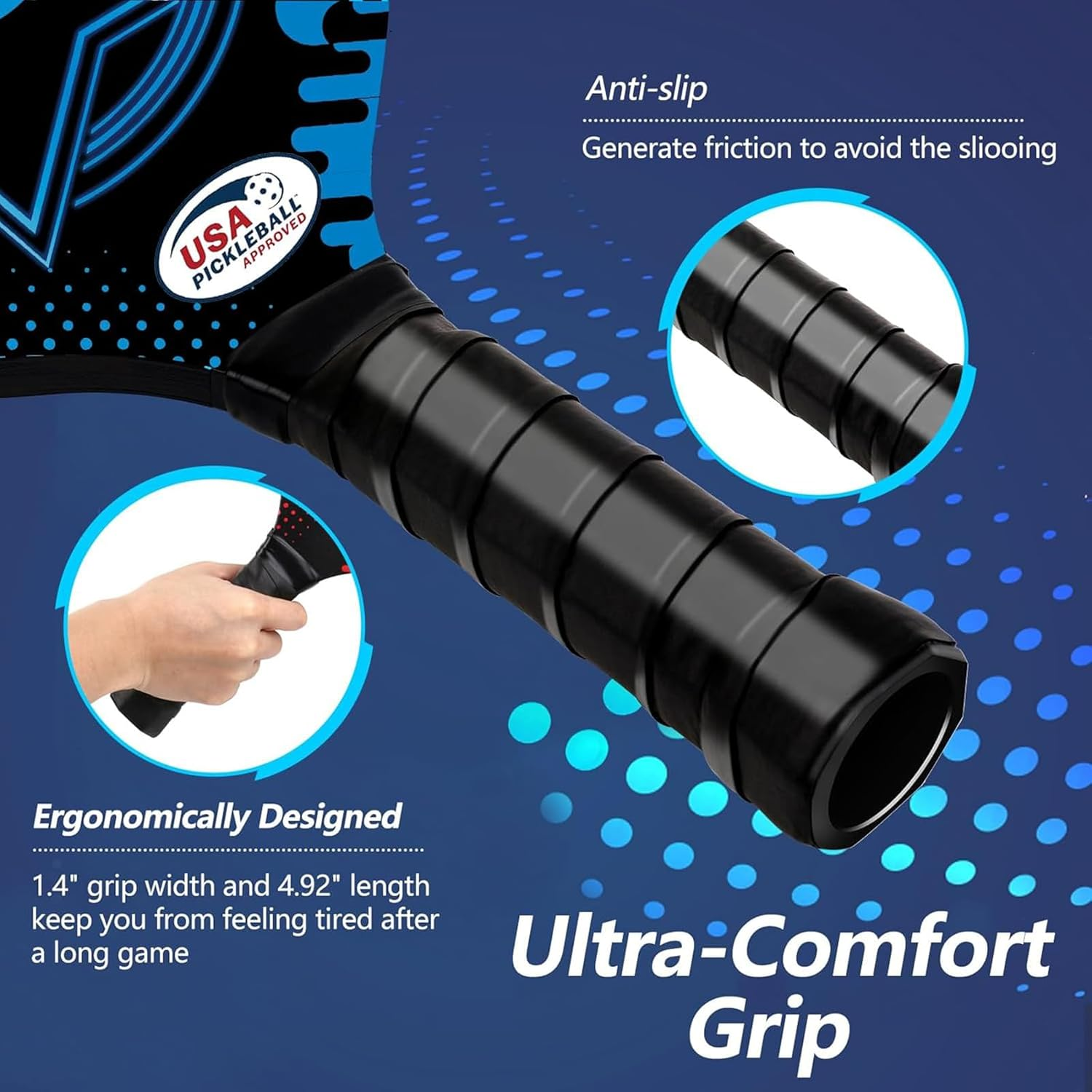 Pickleball Set with 4 Premium Wood Paddles, Cushion Comfort Grip, 4 Cooling Towels, 4 Pickleball Balls & Carry Bag, Gifts for Men Women image number 2