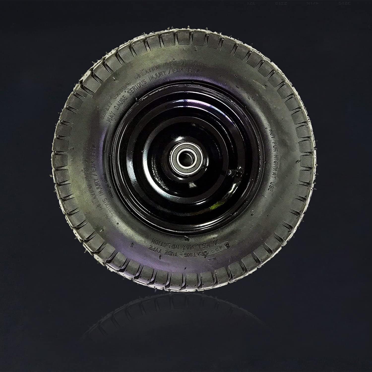 D2U 16-Inch Narrow Wheelbarow Wheel Replacement Air-Filled Wheel with Black Steel Rim, 400Mm Radius, 25.4Mm Bearing Hub, 100Mm Length, 90Mm Tire Width - Rubber Tire for Wheelbarrows - (Pack of 1) image number 2