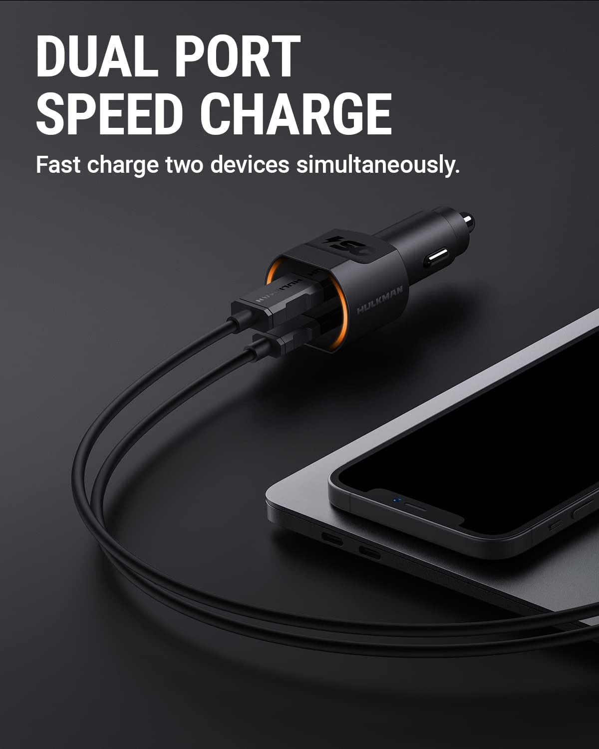HULKMAN CC65 PD 65W USB-C Car Charger Super Fast Charge Type-C Cigarette Lighter Adapter for Iphone, Samsung, Laptop, and HULKMAN Alpha Jump Staters, Etc image number 1