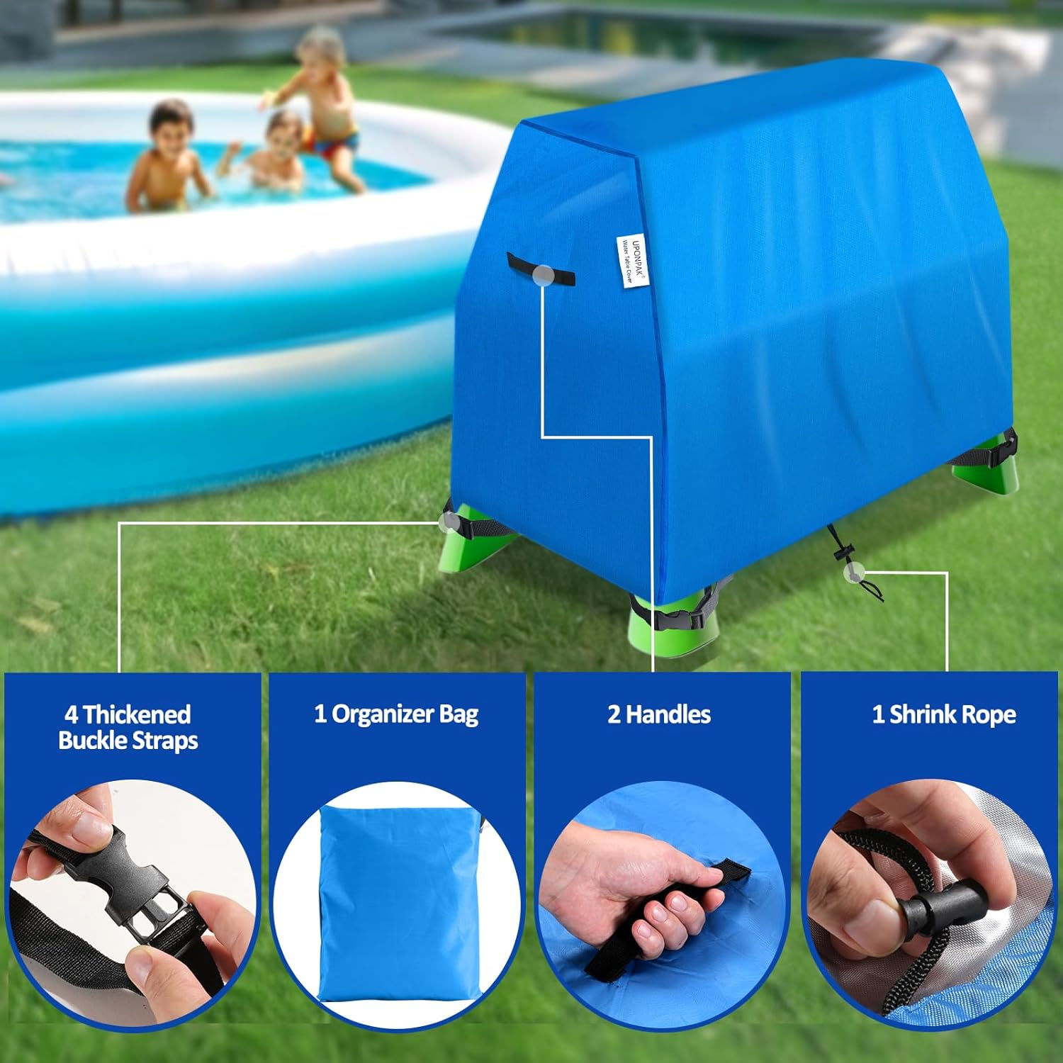 Kids Water Table Cover, Sand Table Toys Covers, Waterproof, Outdoor Kids&lsquo; Play Table Cover, Fit Step2 Rain Showers Splash Pond Water Table, Blue image number 5