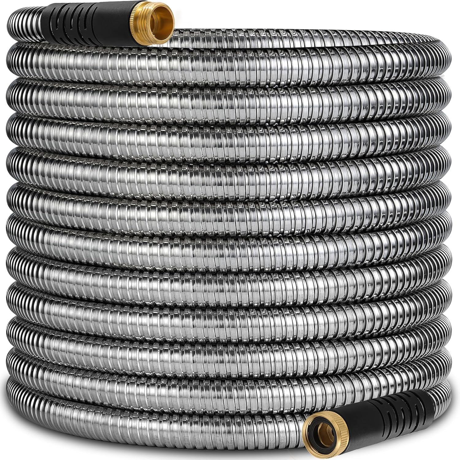 Garden Hose 50Ft, Heavy Duty Stainless Steel Water Hose, No Kink, Lightweight and Flexible, Easy to Use and Store, Strong and Sturdy, Suitable for Yard and Lawn