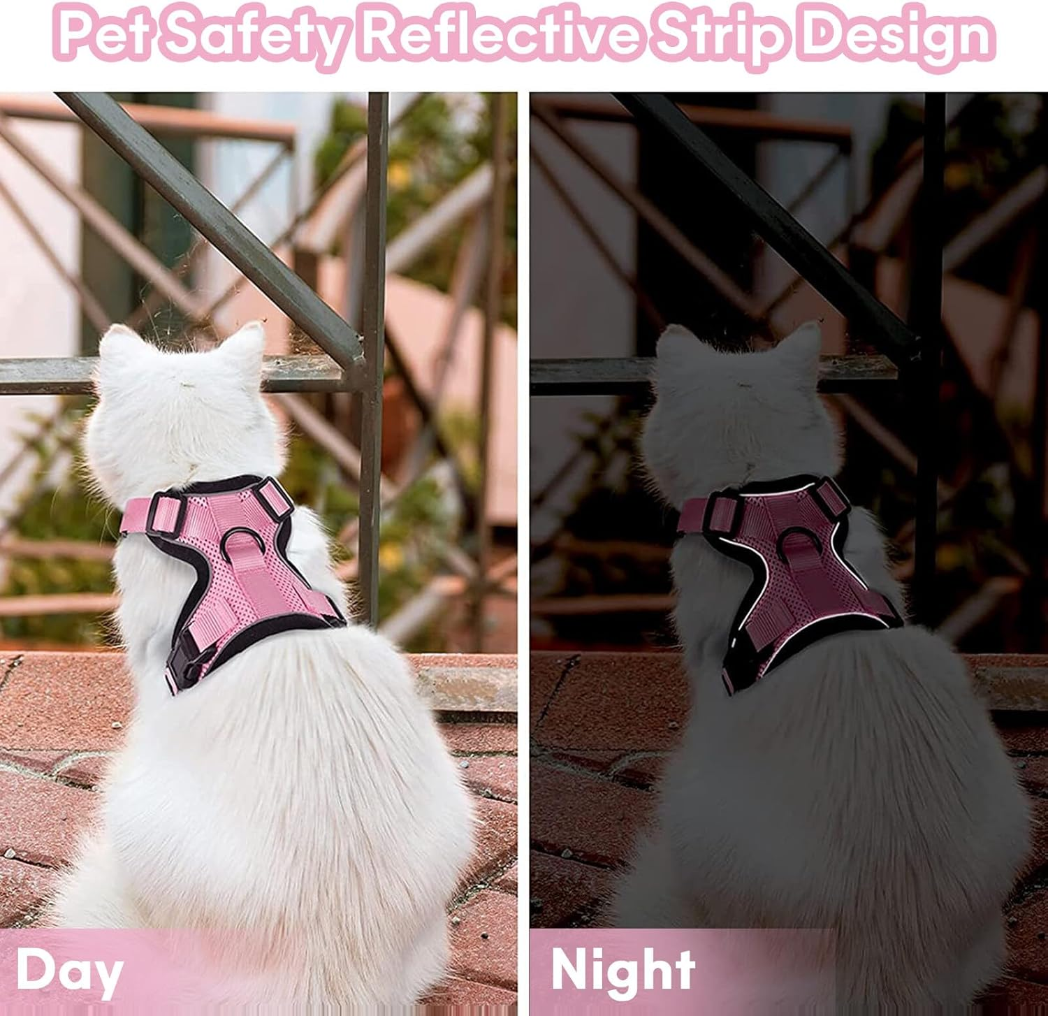 Pink Kitten Harness, Adjustable Soft Cat Harness Set, Cat Harness Kitten with Reflective Strips, Cat Lead with Harness for Cats, Cat Harness for Small, Medium Kittens (XS) image number 2