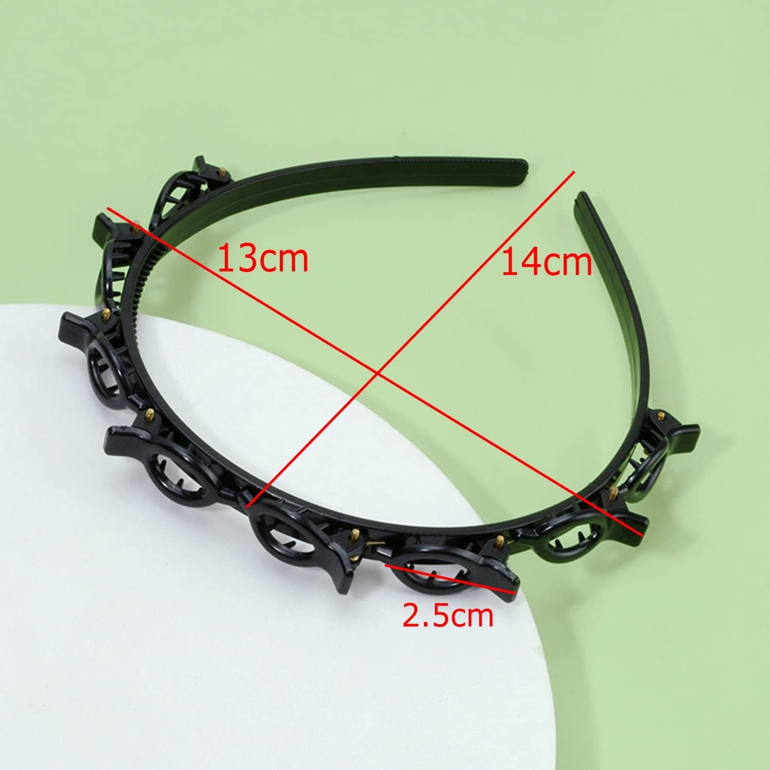 JZK 2 X Hairpin Headband, Plastic Double Layer Twist Plait Hairpin Headbands Hair Band Styling Accessories for Girls Women (Black + Brown) image number 3