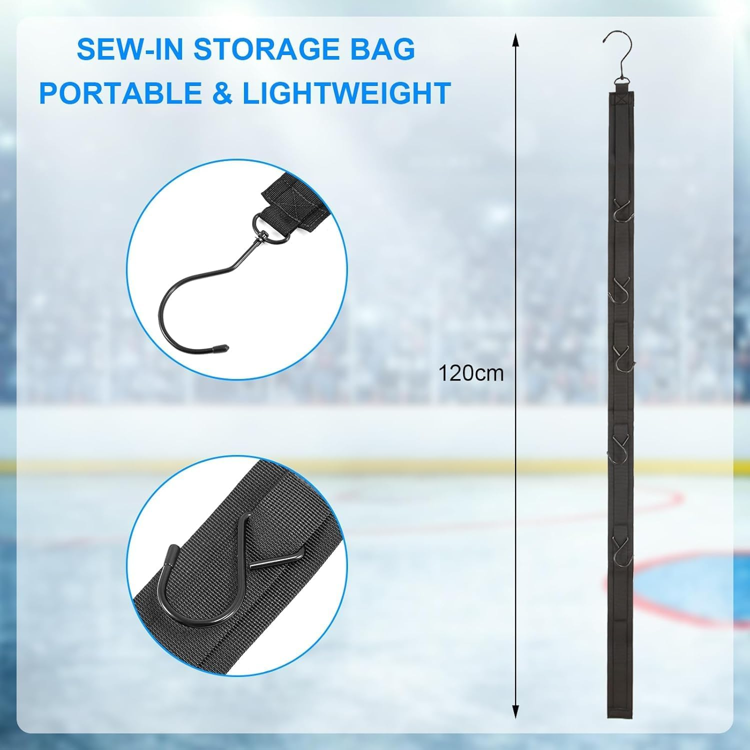 Sports Gear Organizer Hanger Strap with 5 Hooks, 1Pc Hockey Equipment Drying Rack Strap,Hanging Hockey Drying Racks, Hockey Equipment Organizer Gear Dry Rack image number 6
