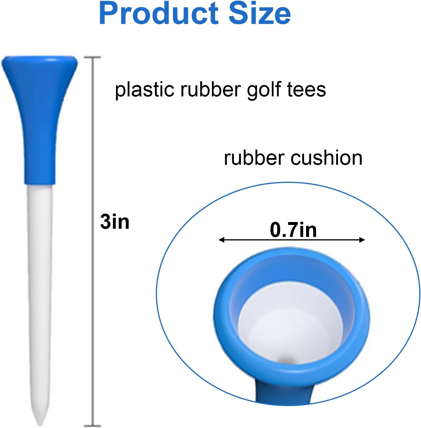 50-Pack Rubber Cushion Top Golf Tees Unbreakable Plastic Golf Tees in Mixed Colors Durable Golf Training Accessories for Men & Women Golfers
