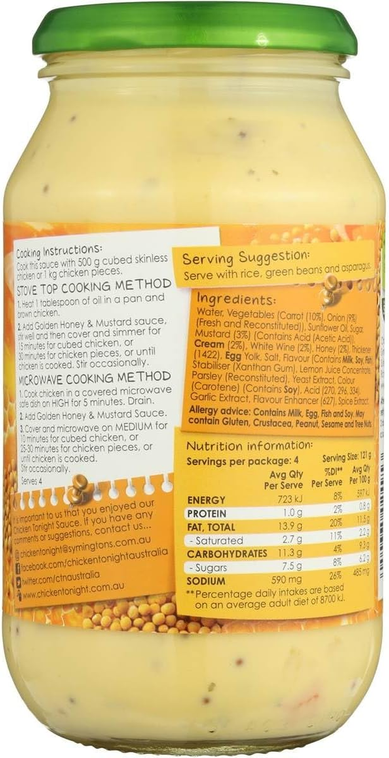 Chicken Tonight Honey and Mustard Cooking Sauce 485 G