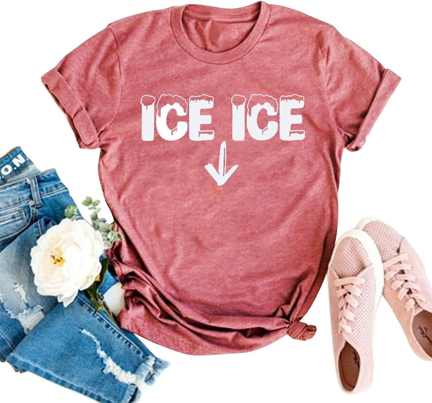 Ice Ice Baby Maternity T-Shirt Women Pregnancy Announcement Shirt Funny Letter Print Pregnant Mom Tee Tops image number 2