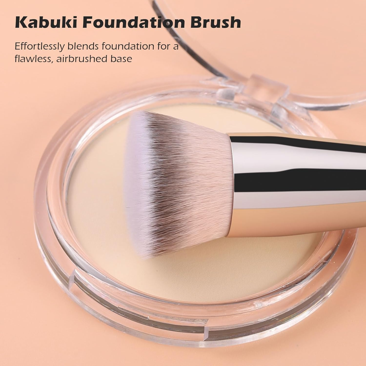TEOYALL Dual-Ended Foundation Contour Brush, Flat Top and Angled Synthetic Bristles for Bronzer Liquid Cream Powder image number 2
