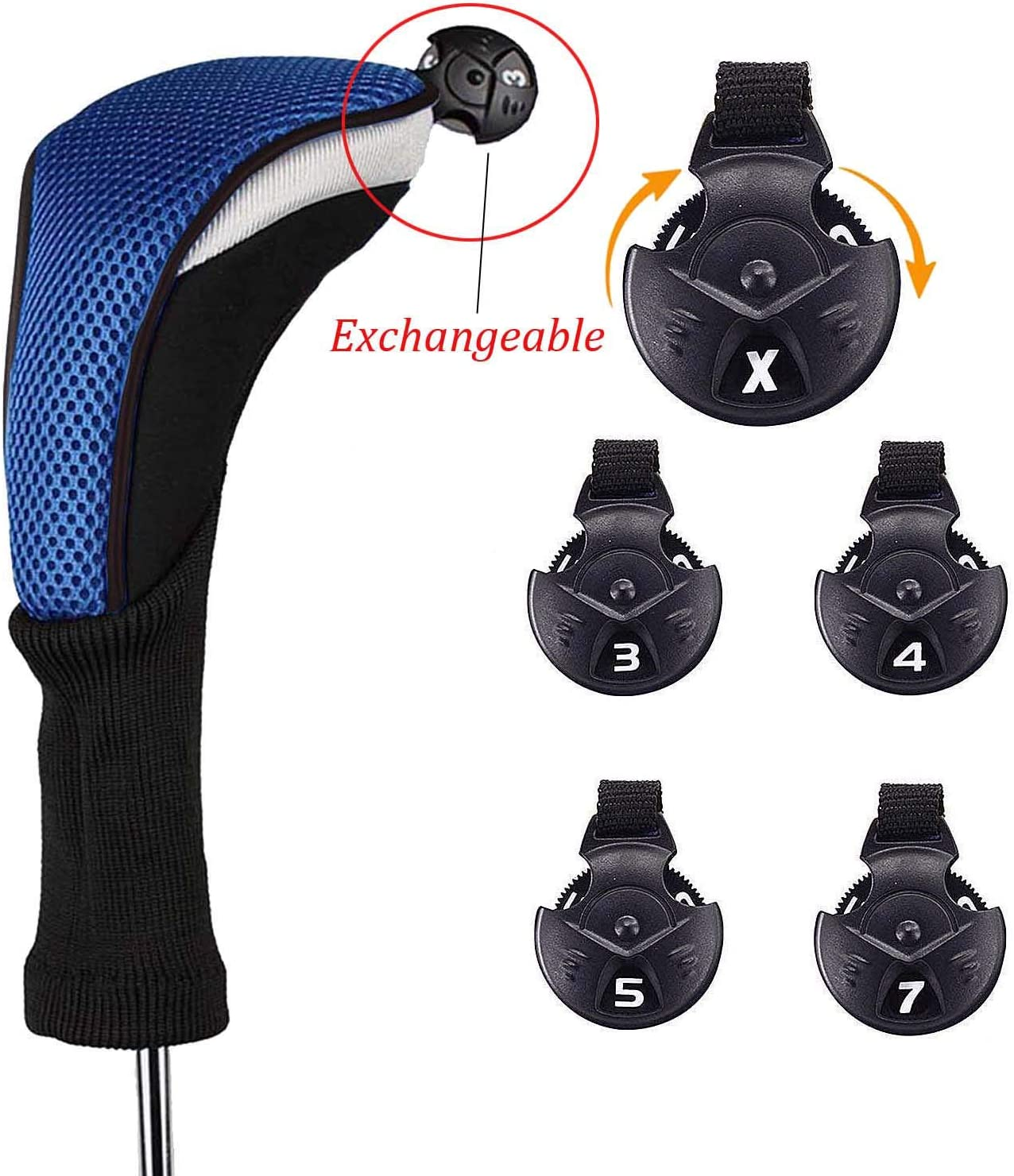 Golf Club Head Covers for Woods and Driver Hybrids Fairway Value Pack Protective Clubs Headcovers with Interchangeable No.Tags 1 3 5 image number 1