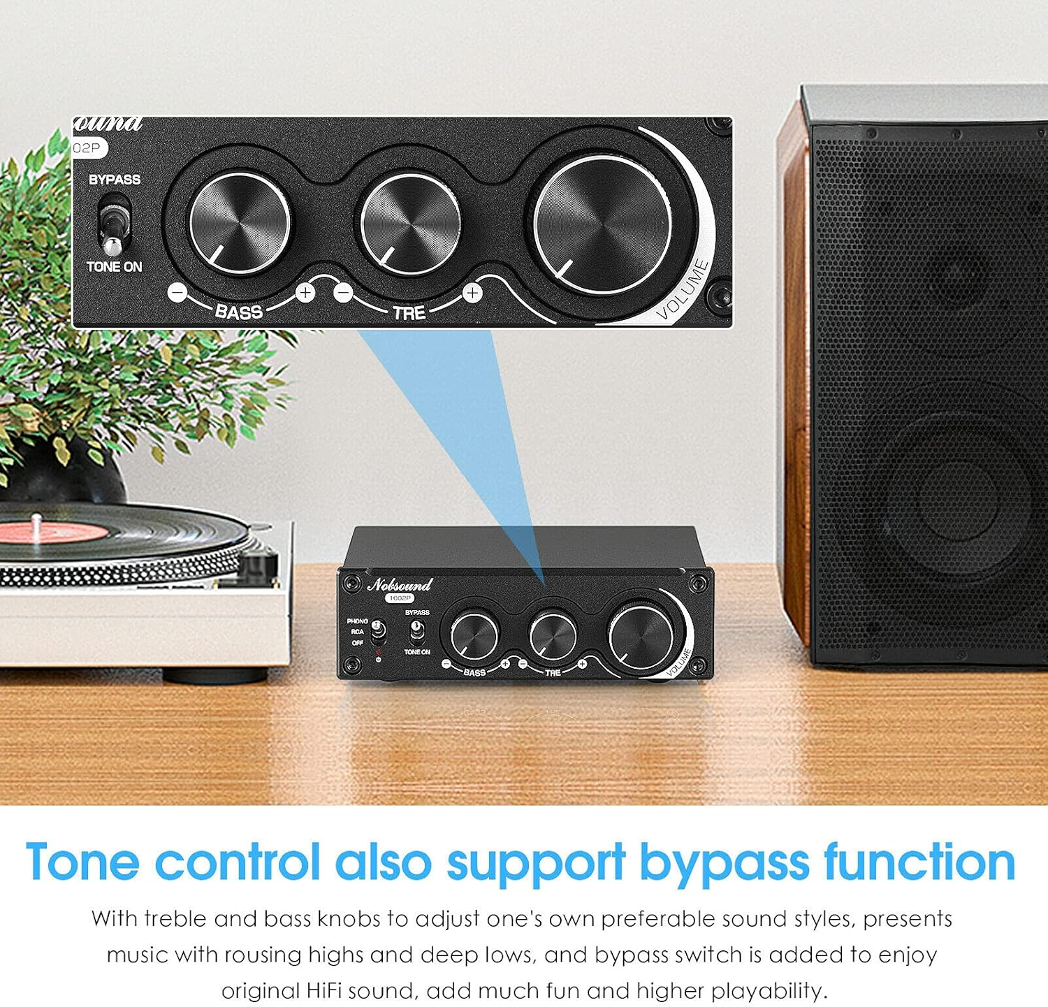 Nobsound 1002P Mini TPA3221 Stereo Digital Power Amplifier MM Phono/Home Turntable Amp 100W &times;2 image number 3