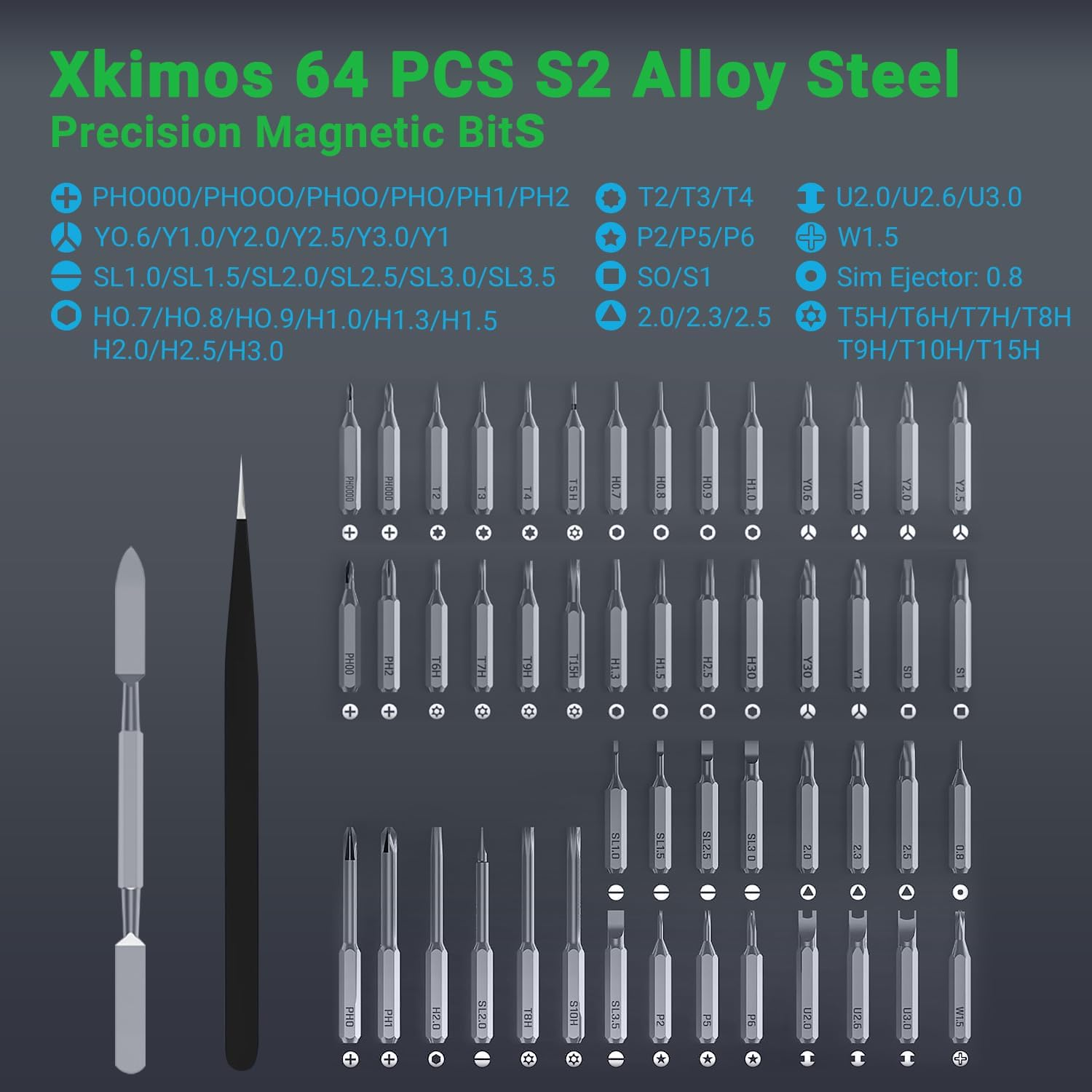 Mini Electric Screwdriver Set,70 in 1 Precision Screwdriver Set,5 Torque Settings, 64 S2 Magnetic Bits, 4 LED Lights, Grey, Cordless, Battery Powered