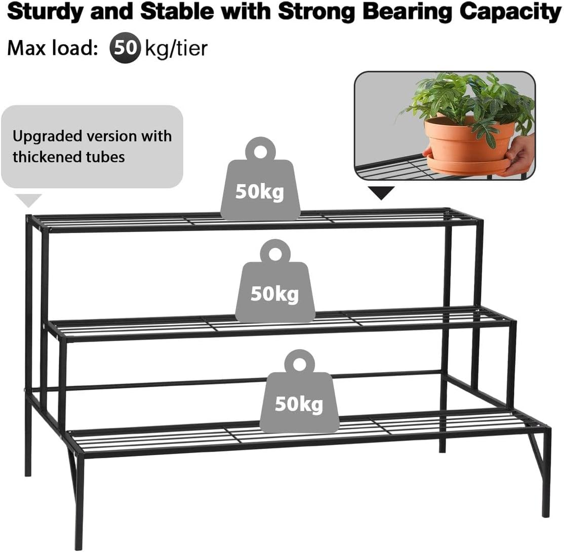 Vintage 3-Tier Plant Stand Metal Flower Pots Display Shelf for Garden Patio Yard Decoration Rack image number 5