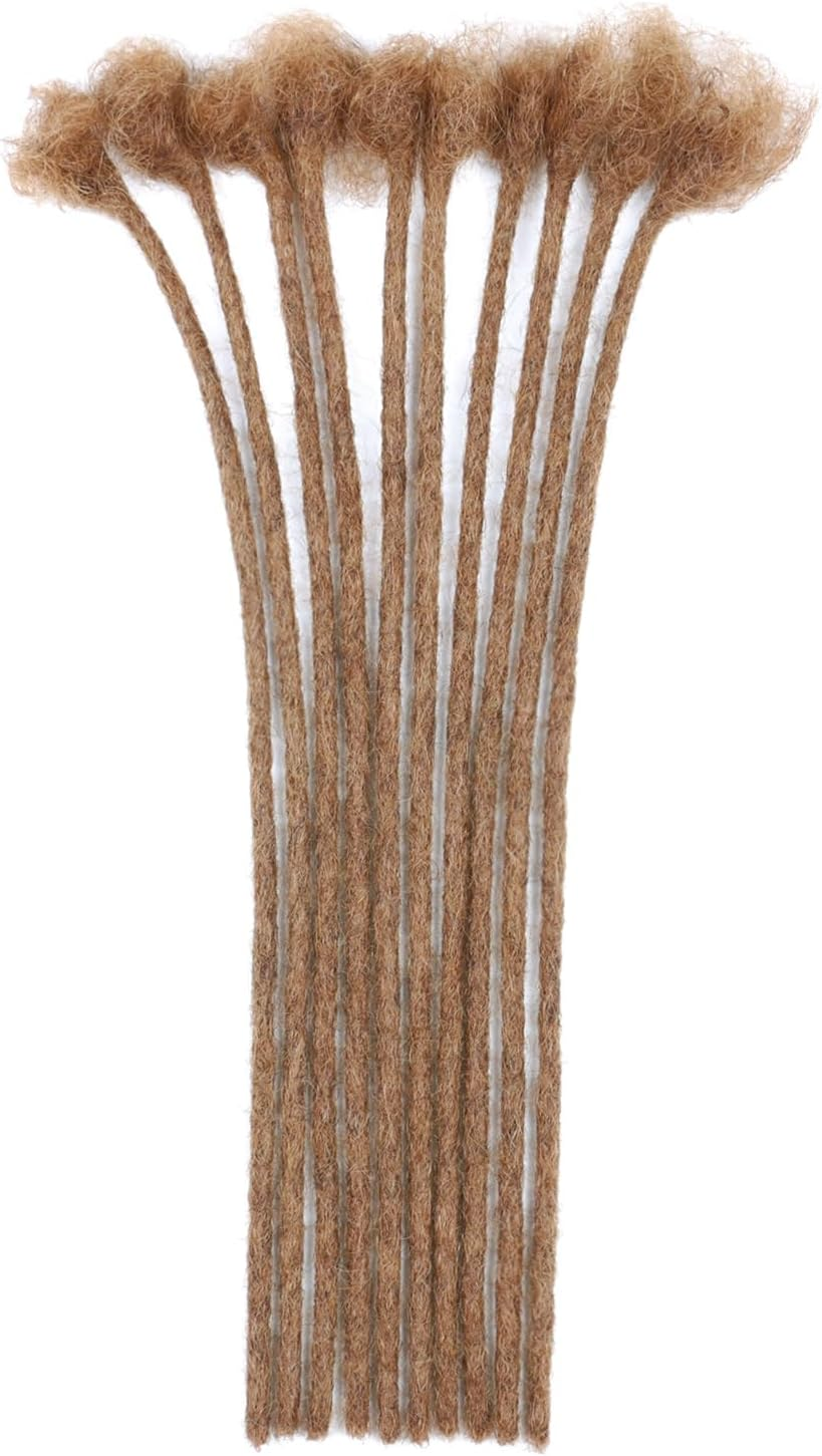 Huarisi 12 Inch Human Hair Dreadlocks Extensions for Black Women Pre-Colored Afro Kinky 10 Strands 0.4Cm Brown Real Hair Handmade Loc Extensions Permanent for Men Color 30 Will Not Fade