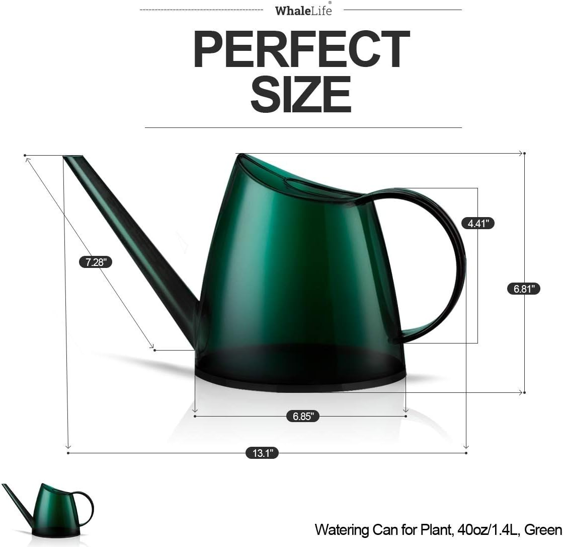 Whale Life Watering Can for Plant, 40Oz/1.2L, Green image number 4