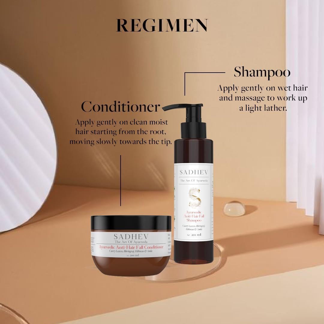 Sadhev Ayurvedic Anti-Hairfall Shampoo with Curry Leaves, Bhringraj, Hibiscus and Amla - 200 Ml (Pack of 1) image number 4