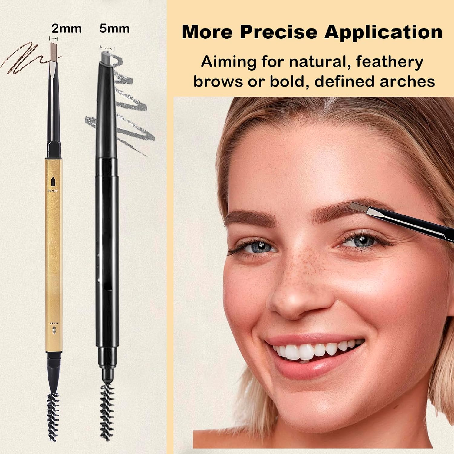 Eyebrown Pencil 3 Set | Gray | Long-Lasting Eyebrow Pencil for Soft Textured Natural Daily Look Eyebrow Makeup | Ultra-Precise Tip, Creamy Formula, Highly Pigmented, Soft Matte Finish, Vegan Formula, Dual-Sided, Fills Brows Makeup image number 6