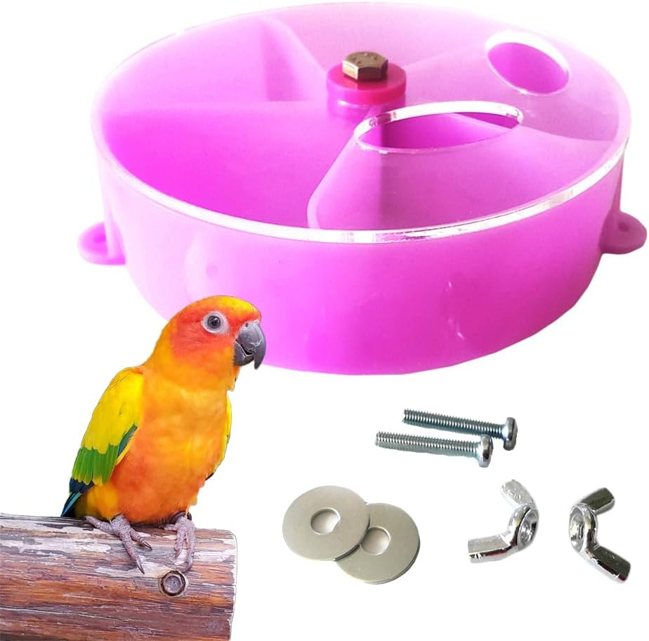 Bird Creative Foraging, System Wheel Seed Food Ball, Bird Foraging Toys,Creative Parrot Food Tray,Parrot Wheel Feeder, Compartmented Food Box for Small and Medium Parrots (Transparent)