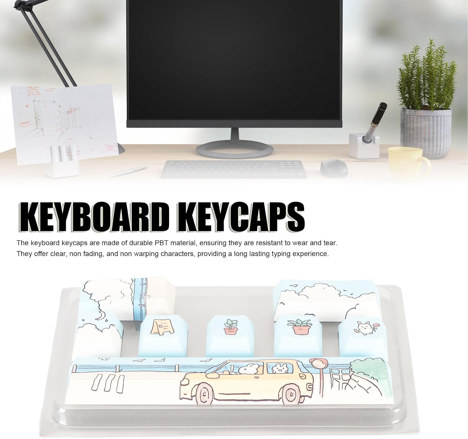 Replacement Keycaps, 8 Keys Keyboard Keycaps, Fadeless PBT Dye Sublimation Process Keycaps Cute DIY Mechanical Keycaps for 61 87 104 108 Keyboard (Ashatasxzgrudb8F-11) image number 1