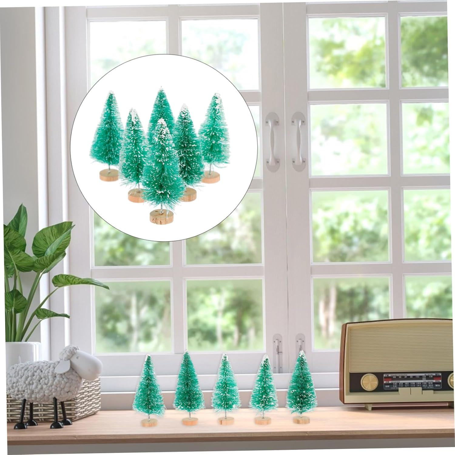 12 Pcs Christmas Tree Set Mini Christmas Trees Blue Green White Gold Ornament Desktop Decor image number 2