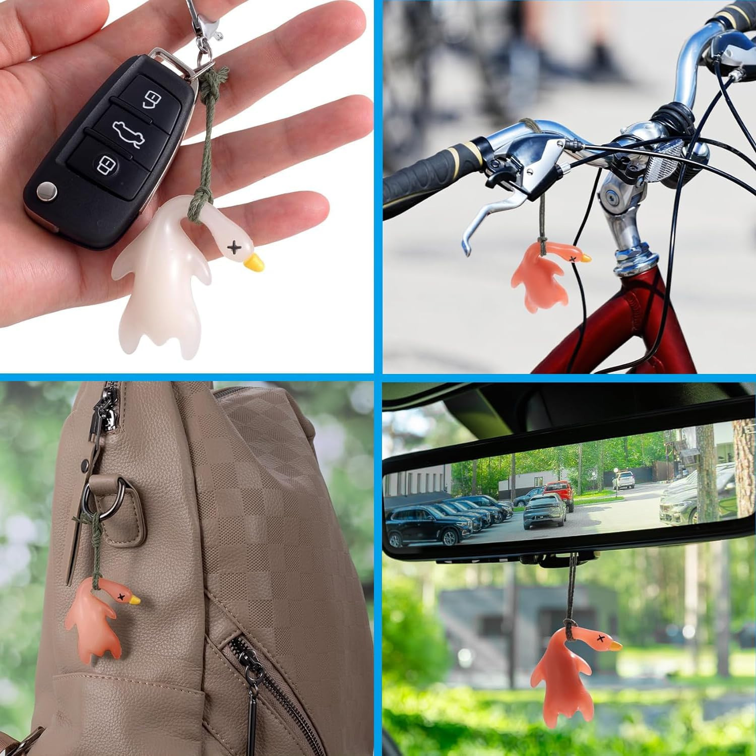 Duck Car Accessories 12-Pack - UV Color Changing Roast Duck Shape Pendant with Temperature Reminder, Fun Sunscreen Tester for Car Mirror, Bicycle, Indoor & Outdoor Decoration image number 2