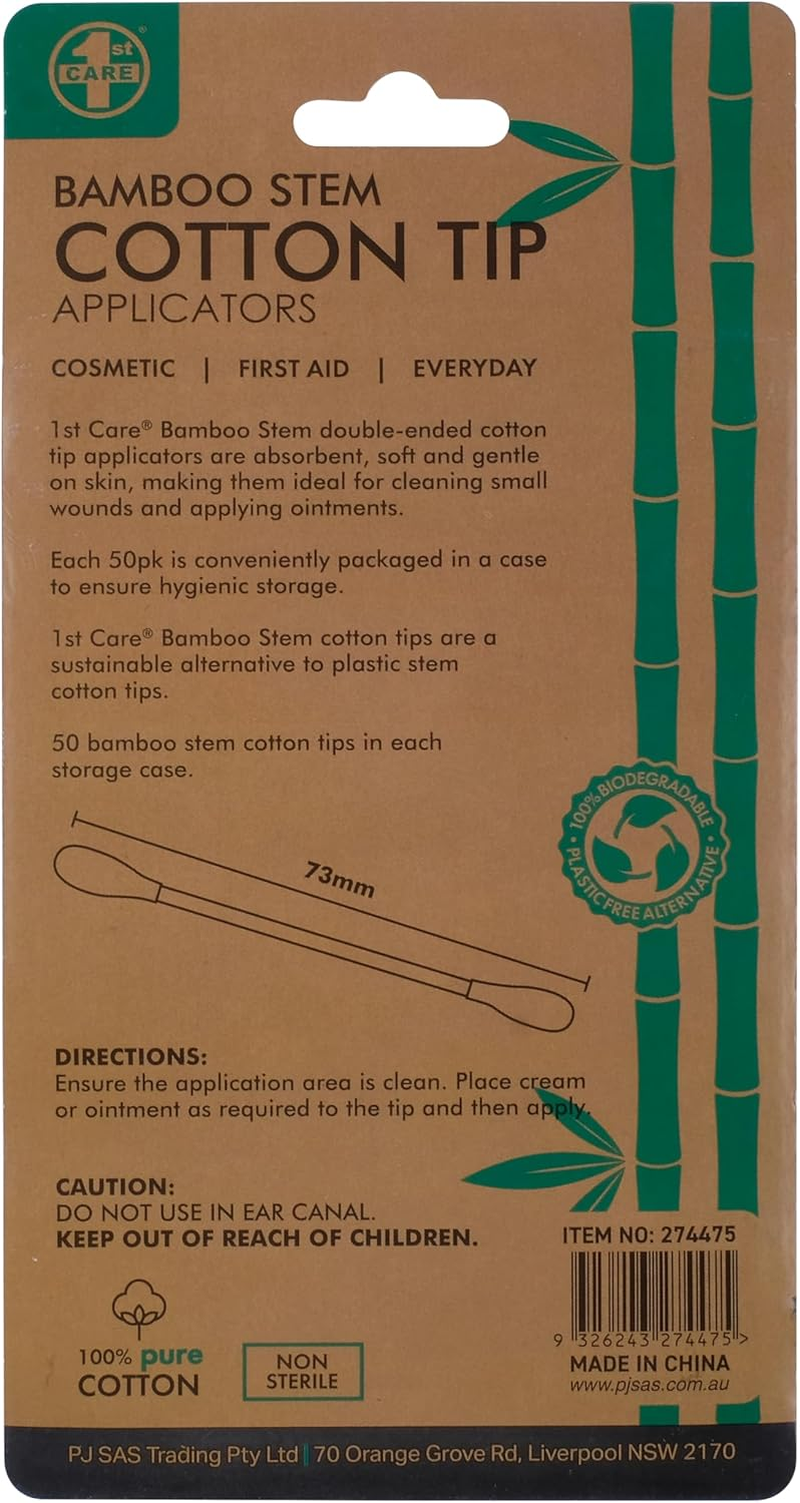 1St Care Cotton Tip Applicator with Bamboo Stem, 7.3 Cm (100 Pieces) (Pack of 2) image number 3