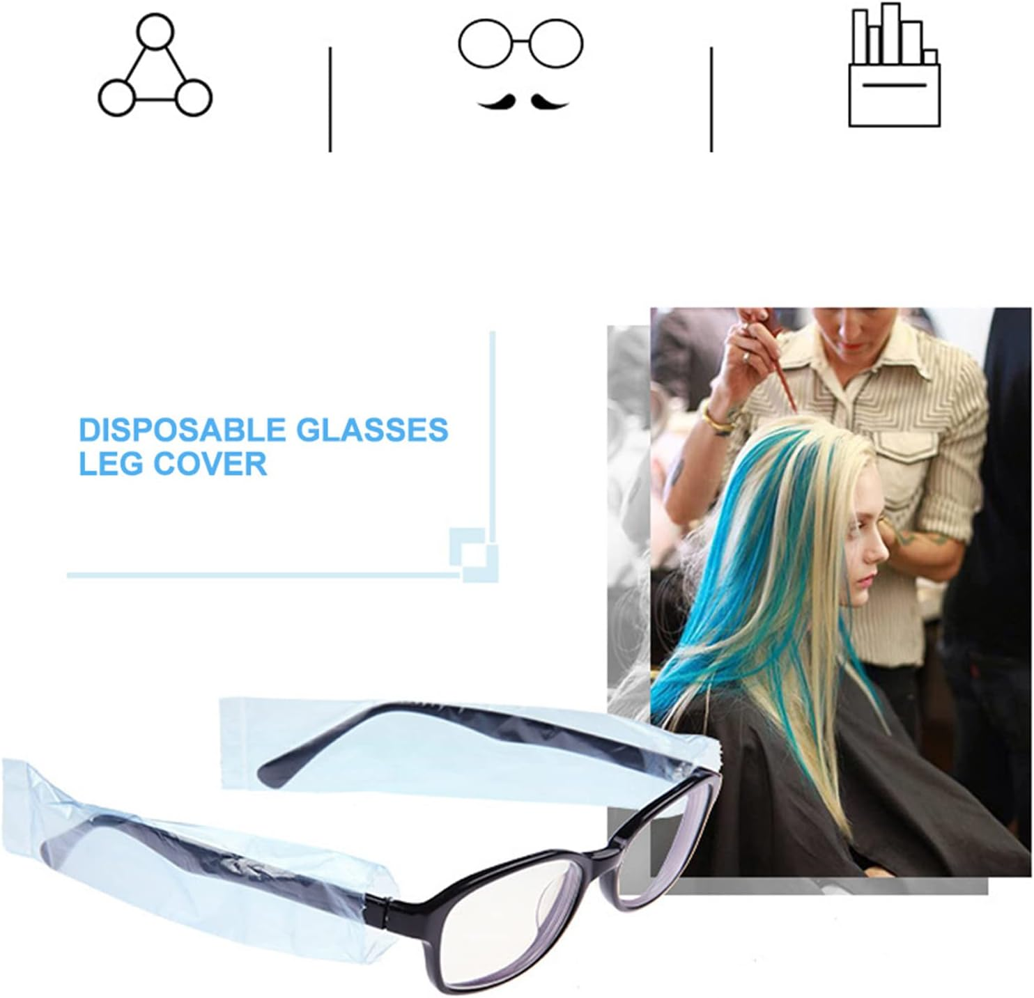 Eyeglass Sleeves, Disposable Glasses Leg Sleeves Cover Hairdressing Hair Coloring Protector Accessory, Prevents Glasses Legs from Being Dyed (Glasses Protective Cover) image number 3