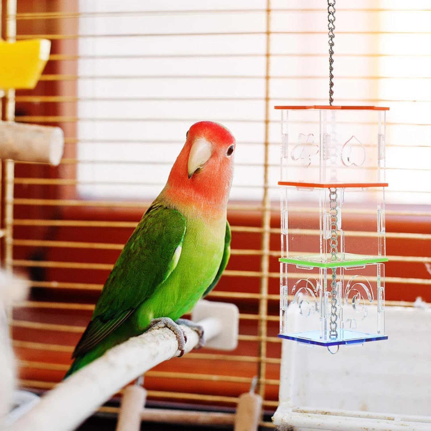 Multilayer Bird Parrot Forage Box, 1Pc Creative Hanging Chickens Parrot Bird Forage Box, Hanging Treat Foraging Toy Transparent Acrylic Food Holder