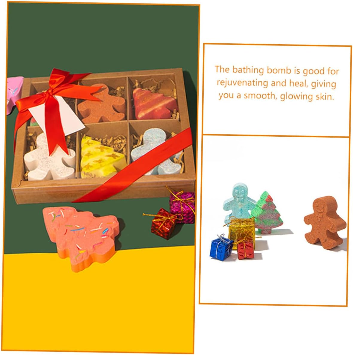 SEWOART 6Pcs Gingerbread Man Bath Salt Christmas Bathing for Boys and Girls Portable Fragrance Bathing for Relaxation and Skin Moisturizing for Holiday Celebrations image number 1