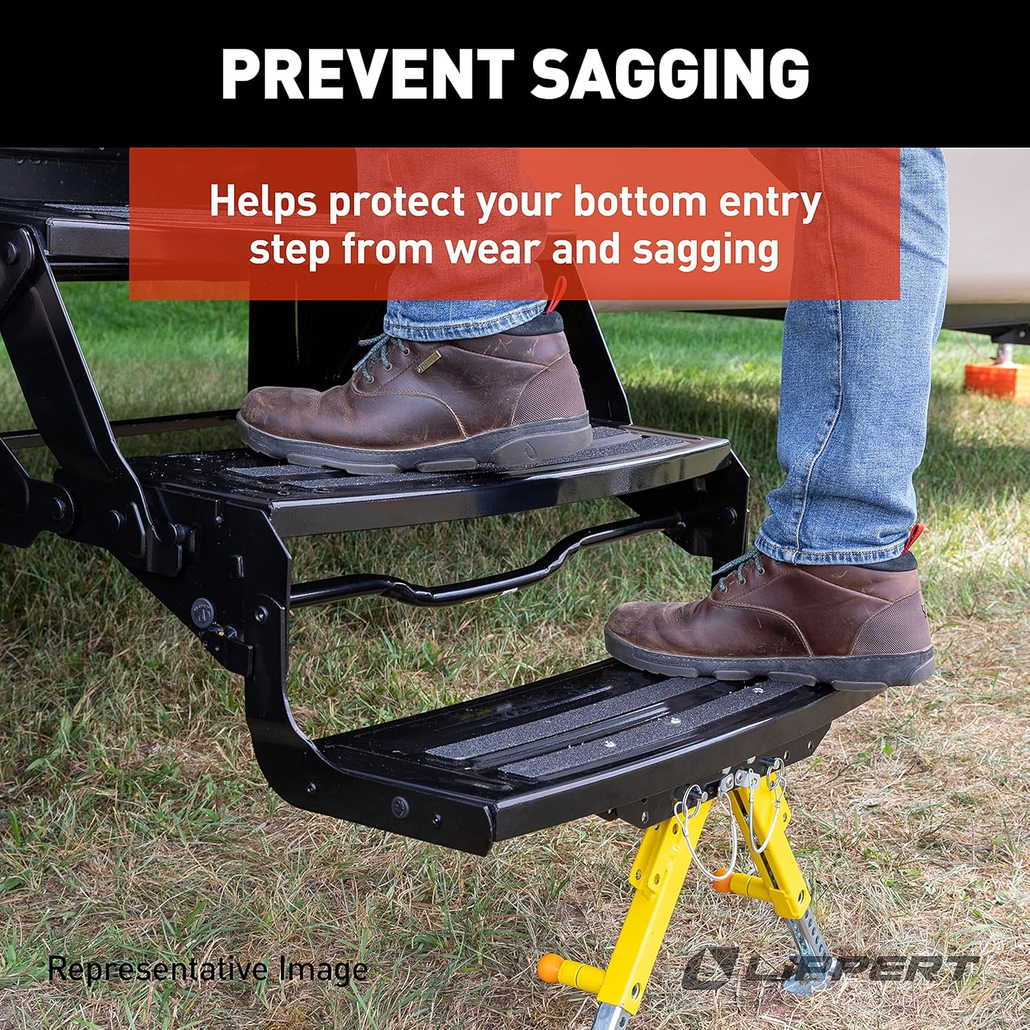 Lippert Solid Stance RV Step Stabilizer Kit for 5Th Wheels, Travel Trailers and Motorhomes image number 1