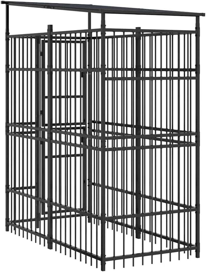 Outdoor Dog Kennel with Roof Steel Large Pet Enclosure Safe Outdoor Space image number 1