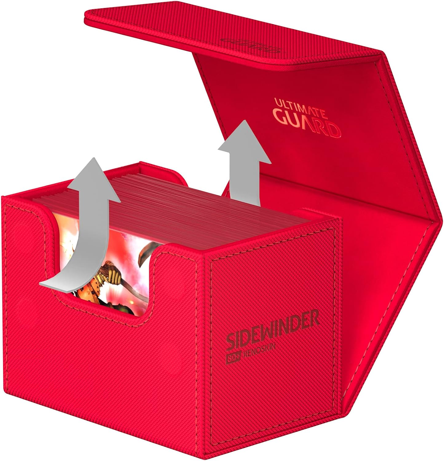 Ultimate Guard Sidewinder 80+ Xenoskin Monocolor Deck Box, Red - Green image number 4