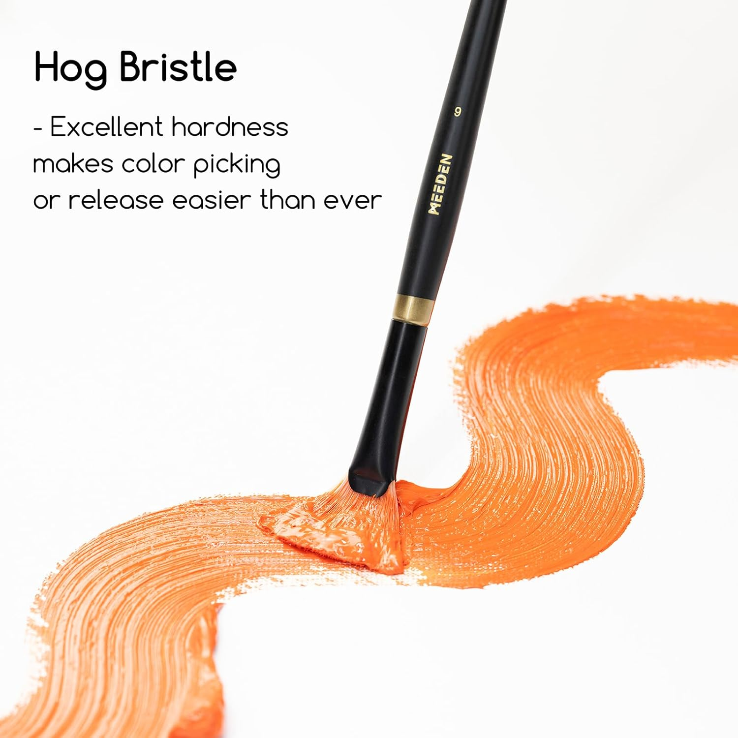 MEEDEN Oil Paint Brush Set: 10 Pcs Hog Bristle Paint Brushes with Wood Long Handle - Artist Paint Brush Set for Adults Beginners - Perfect for Oil Acrylic Canvas Painting