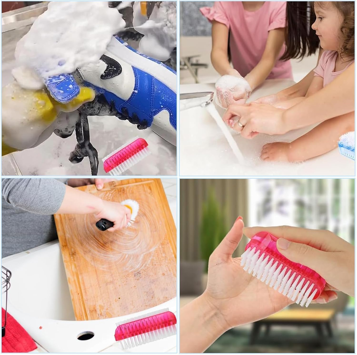 Pack of 5 Double-Sided Nail Cleaner Hard Brush, Nail Cleaner, Hand Brush Nail Brush, Hand Wash Brush, Fingernail Brush for Cleaning by Hand Nails, Suitable for Bathroom Toilets (4 Colours) image number 3