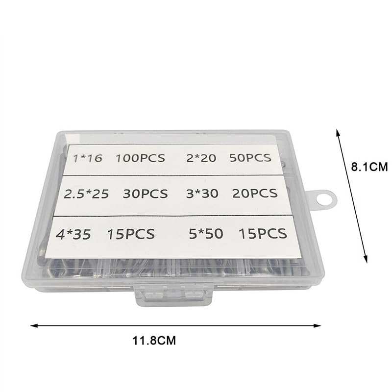 AIMALL 230PCS 304 Stainless Steel Cotter Pin Assortment Set Split Pin Value Kit with Storage Case &ndash; Durable Fasteners for Machinery, Automotive, and Small Engine Repairs image number 1