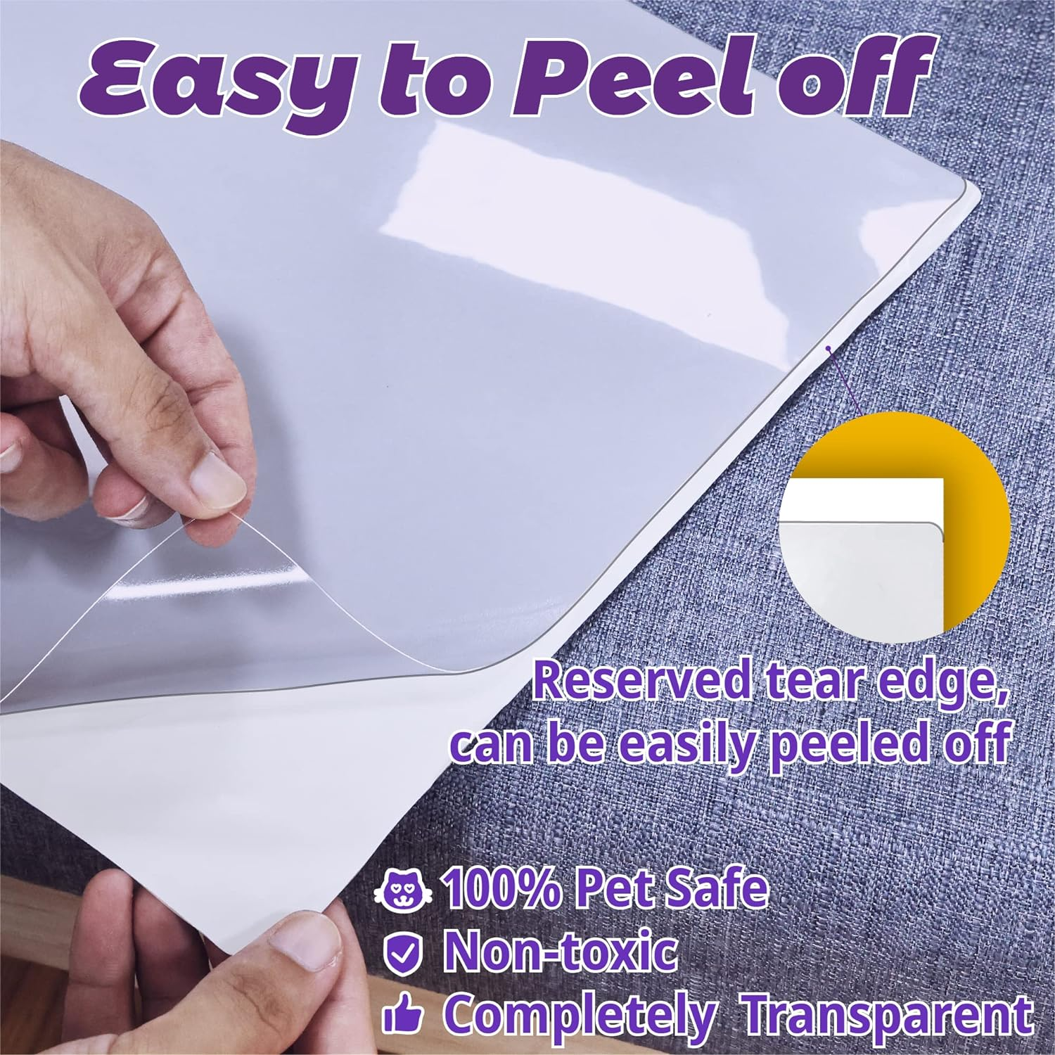 Anti-Cat Scratch Furniture Protector-12-Pack &ndash;Single-Sided, Heavy-Duty Self-Adhesive Tape, No-Residue for Couch, Doors & Walls - with 52 Twist Pins image number 6