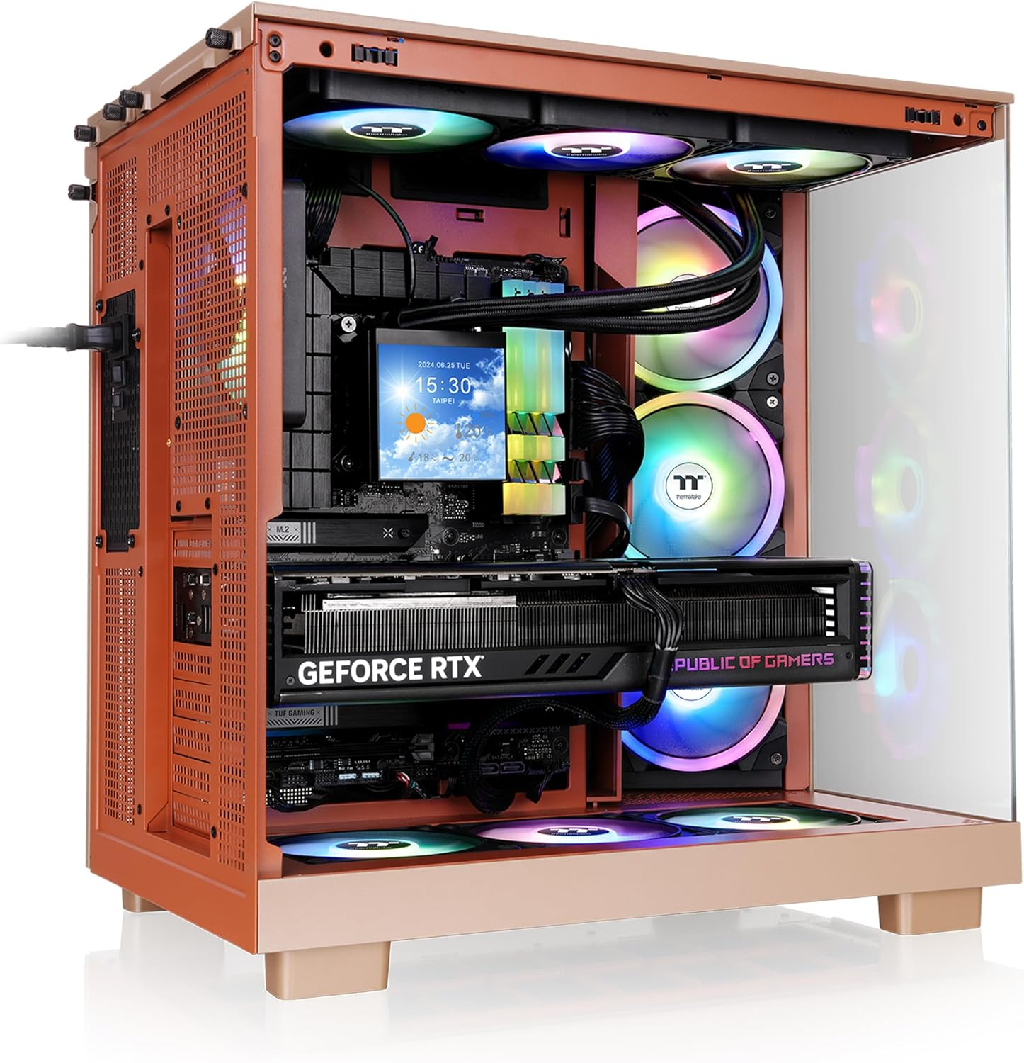 Thermaltake View 380 XL Tempered Glass ARGB Mid Tower Case Gravel Sand Edition, CA-11E-00MGWN-00
