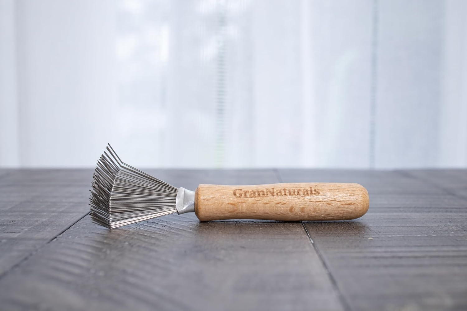Grannaturals Hair Brush Cleaner - Rake Design for Pick Cleaning & Detangling Combs & Bristle Brushes - Durable Metal Wires, Ergonomic Wooden Handle - Quick Hair, Dust & Lint Remover Tool for Brushes image number 1